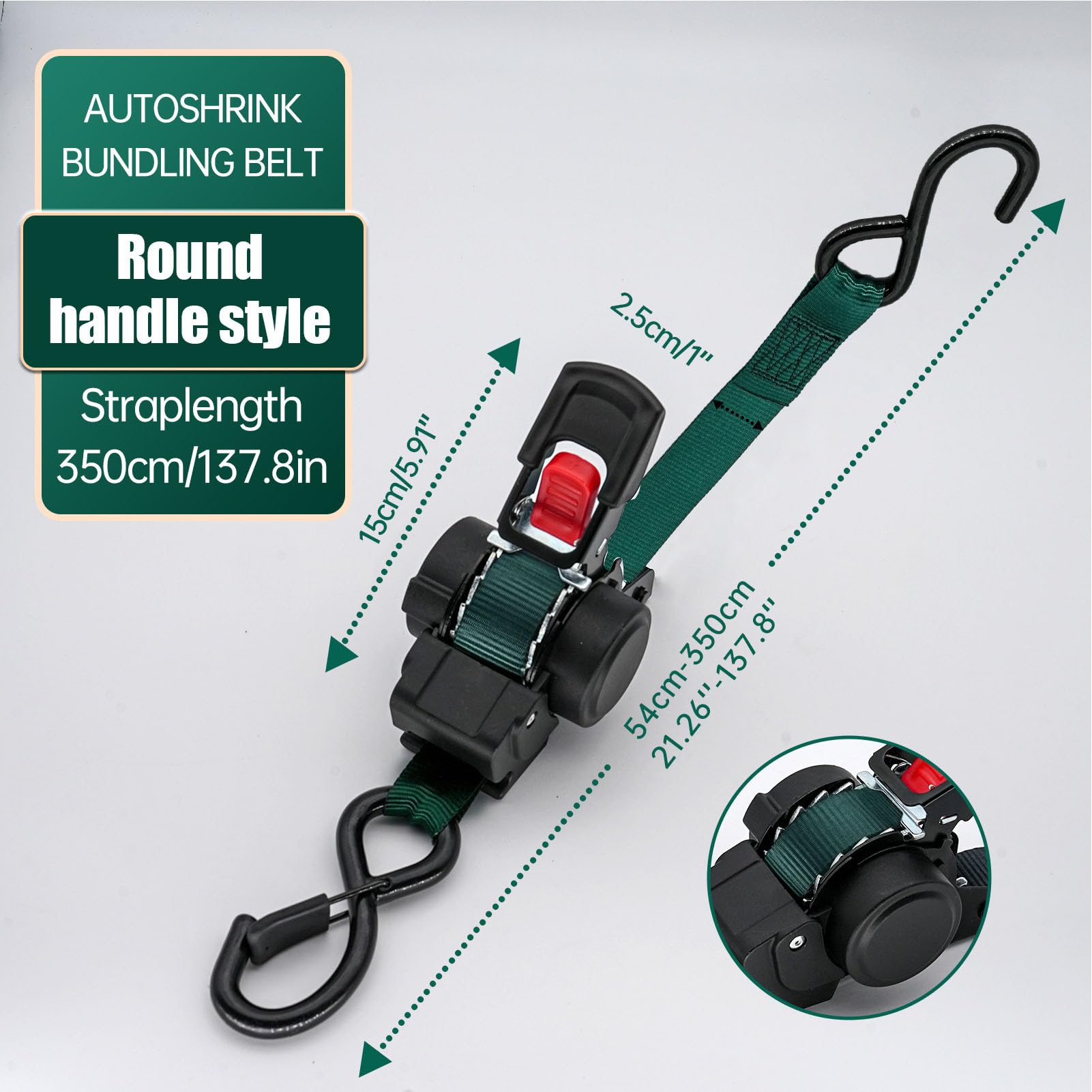 banapoy Spanngurte mit Ratsche, 2 Stück, Einziehbare Ratschengurte mit 2,5 cm Schlaufengurt für LKW, Motorrad, Anhänger, Ski, Boot, Kajak, 3,5 M, 1800 Lb Bruchfestigkeit