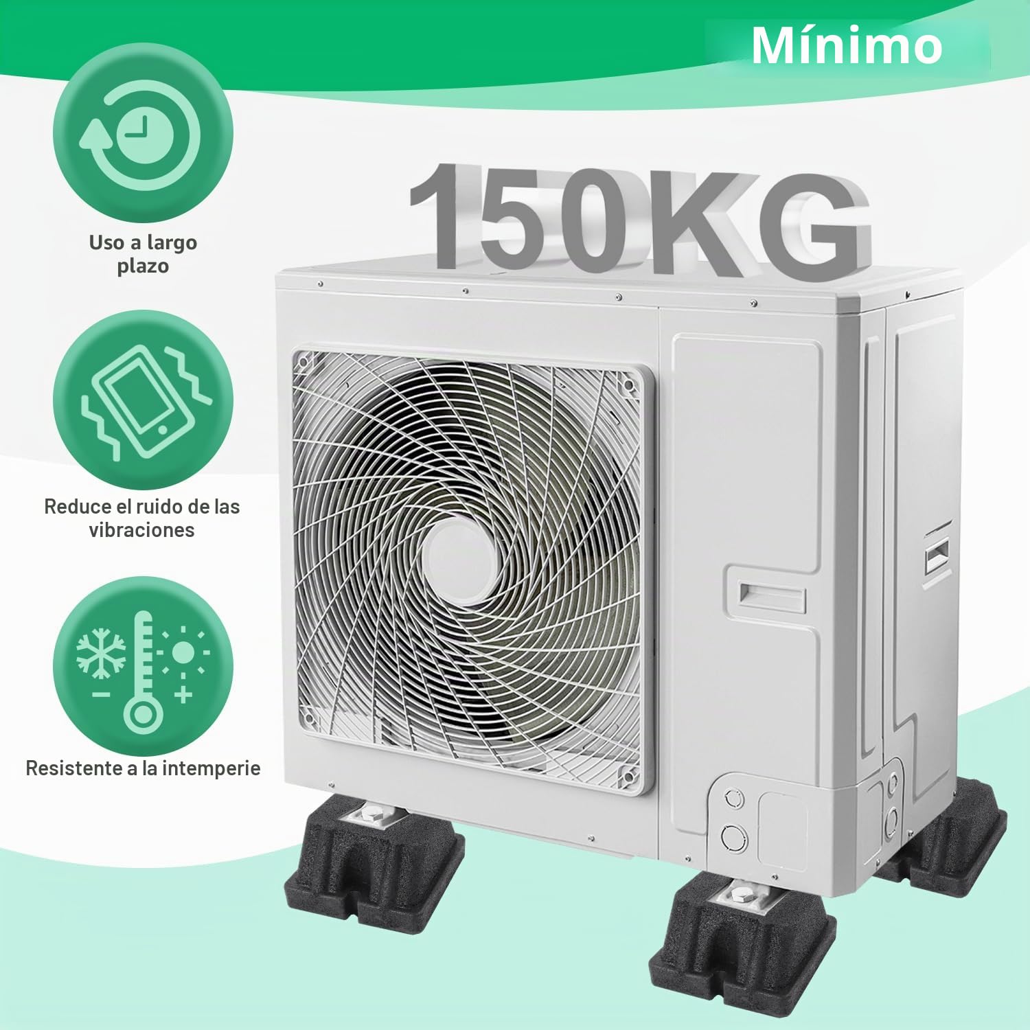 Aislador de Vibración de Goma 4PCS 120 x 120 x 65 mm Base amortiguadora para Aire Acondicionado Externas Pesadas 150kg