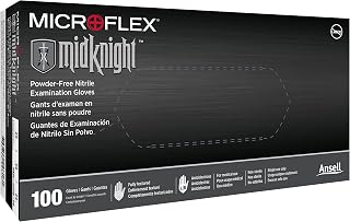 Microflex MK-296-XL MidKnight Powder-Free Examination Glove, 9.6" Length, 3.1" Cuff Thickness, 4.7" Palm Thickness, 5.5" Finger Thickness, X-Large, Black (Pack of 100) (Pack of 100)