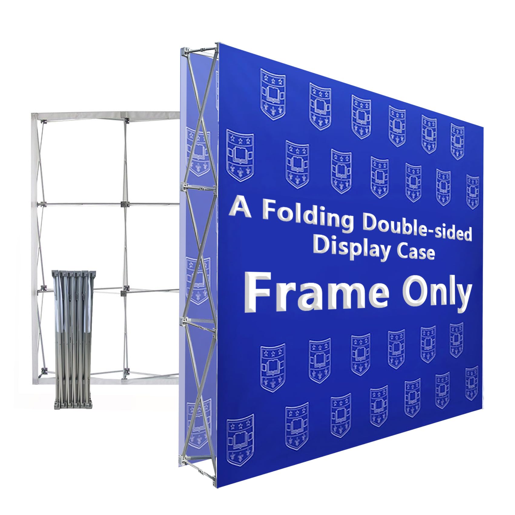NEWSANDOR Portable Collapsible Pop Up Trade Show Display Backdrop Stand, A Folding Tension Fabric Holder For Tradeshow Booth Exhibition Wedding Conference Party Event 7.5x10FT(Frame Only)