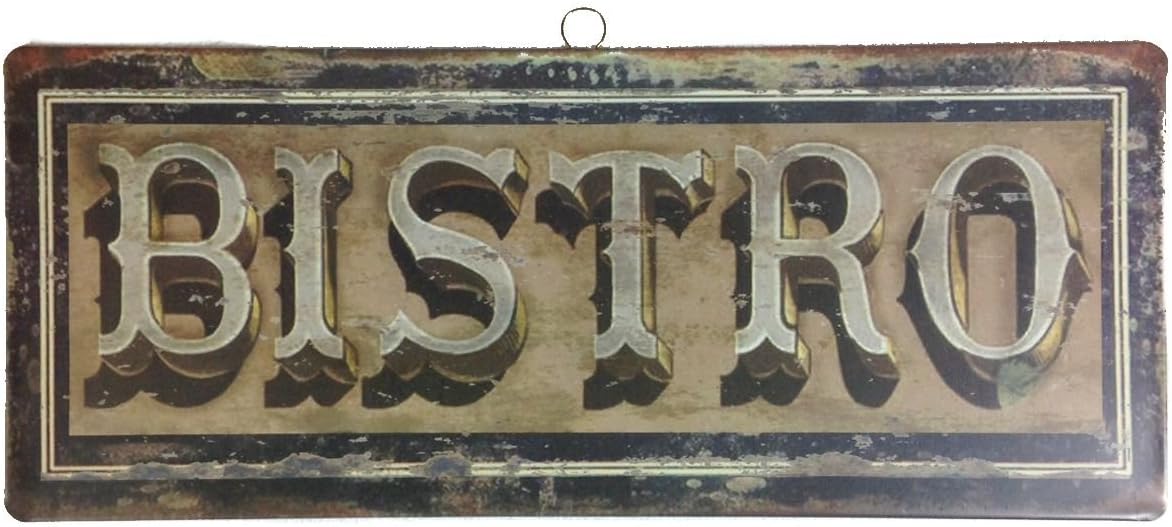 Vintage French Bistro Hanging Tin Sign - 14-in (Bistro)