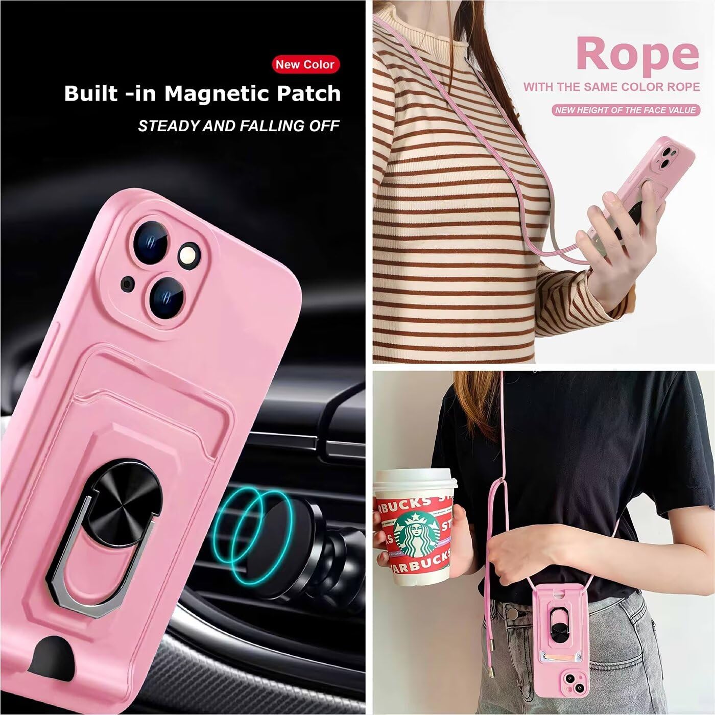 Aithne Cover Compatibile con Samsung Galaxy S21 Ultra, Slot Schede, 360°Magnetica Anello Supporto [Protezione Fotocamera] Cordino Collana Necklace Silicone Case - Porpora - 3