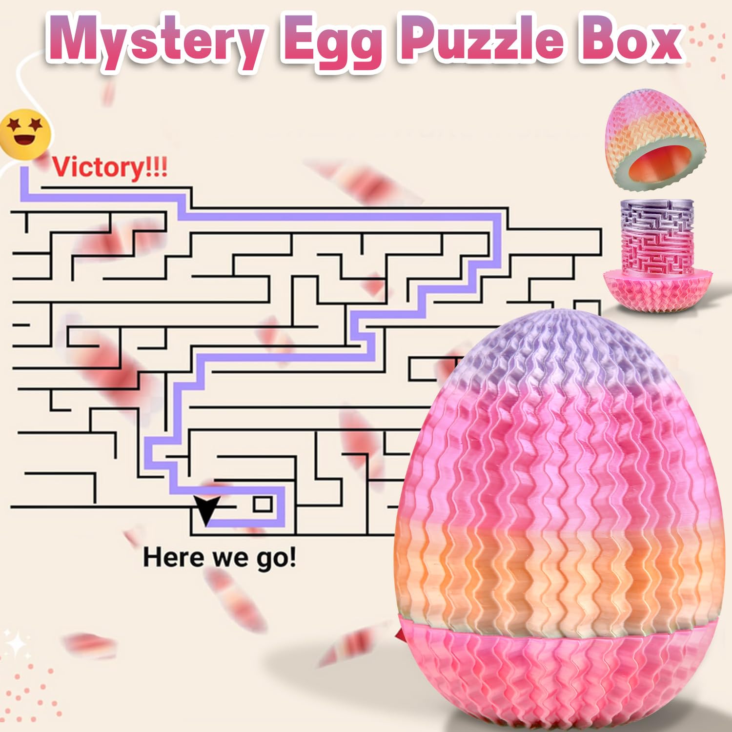 Mystery Egg Puzzle Box Easter Gifts, Mystery Box Easter Eggs Decorations for Cash, 3D Money Puzzle Box Annoying Gift Box with Hidden Compartment for Adults & Kids, Birthdays Presents - Image 3
