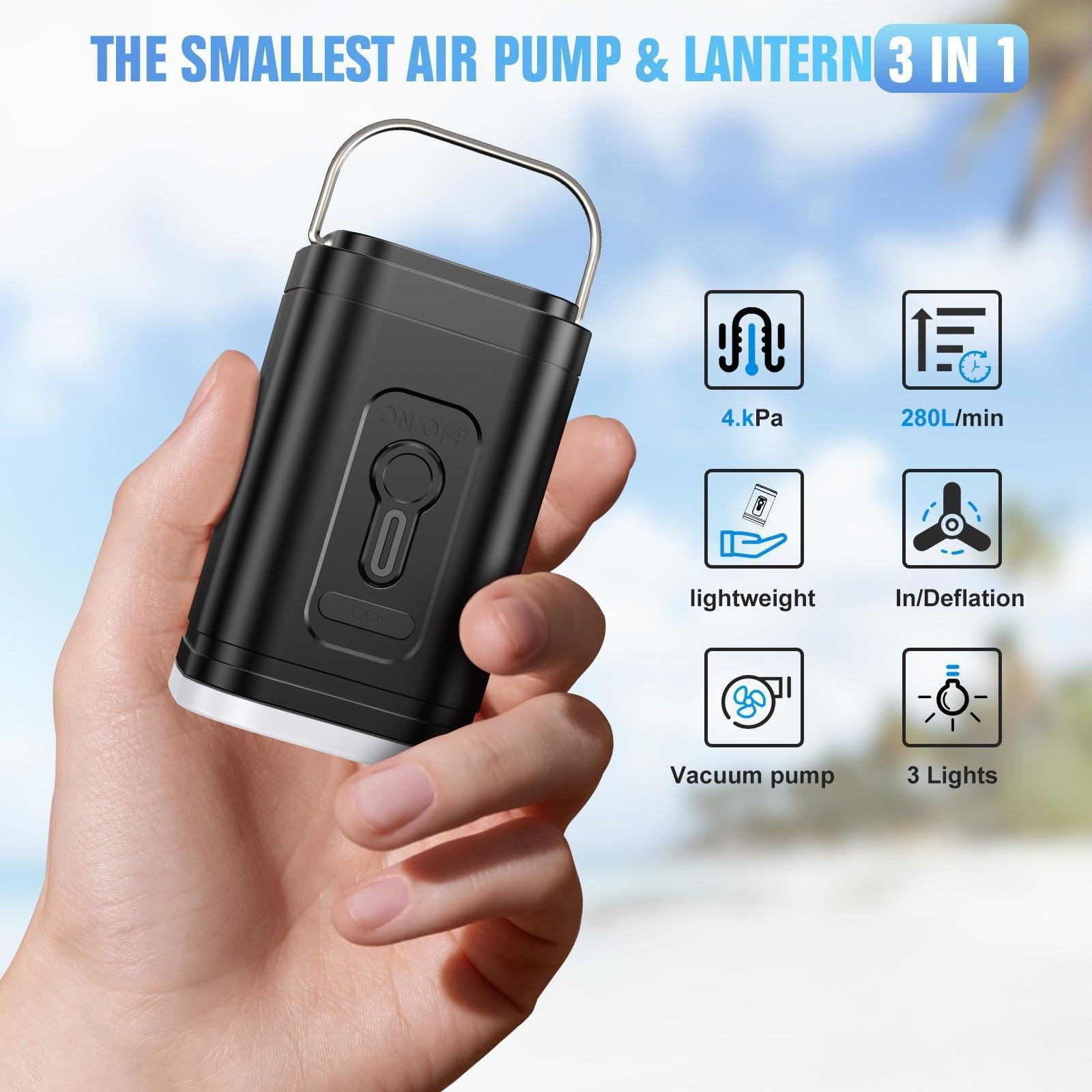 Efficiente dispositivo di sgonfiaggio rapido USB Ricaricabile Pompe ad aria compatte per galleggianti per piscina Materassi Attrezzature da esterno Pompe ad aria elettriche Doppia funzione Gonfiatore