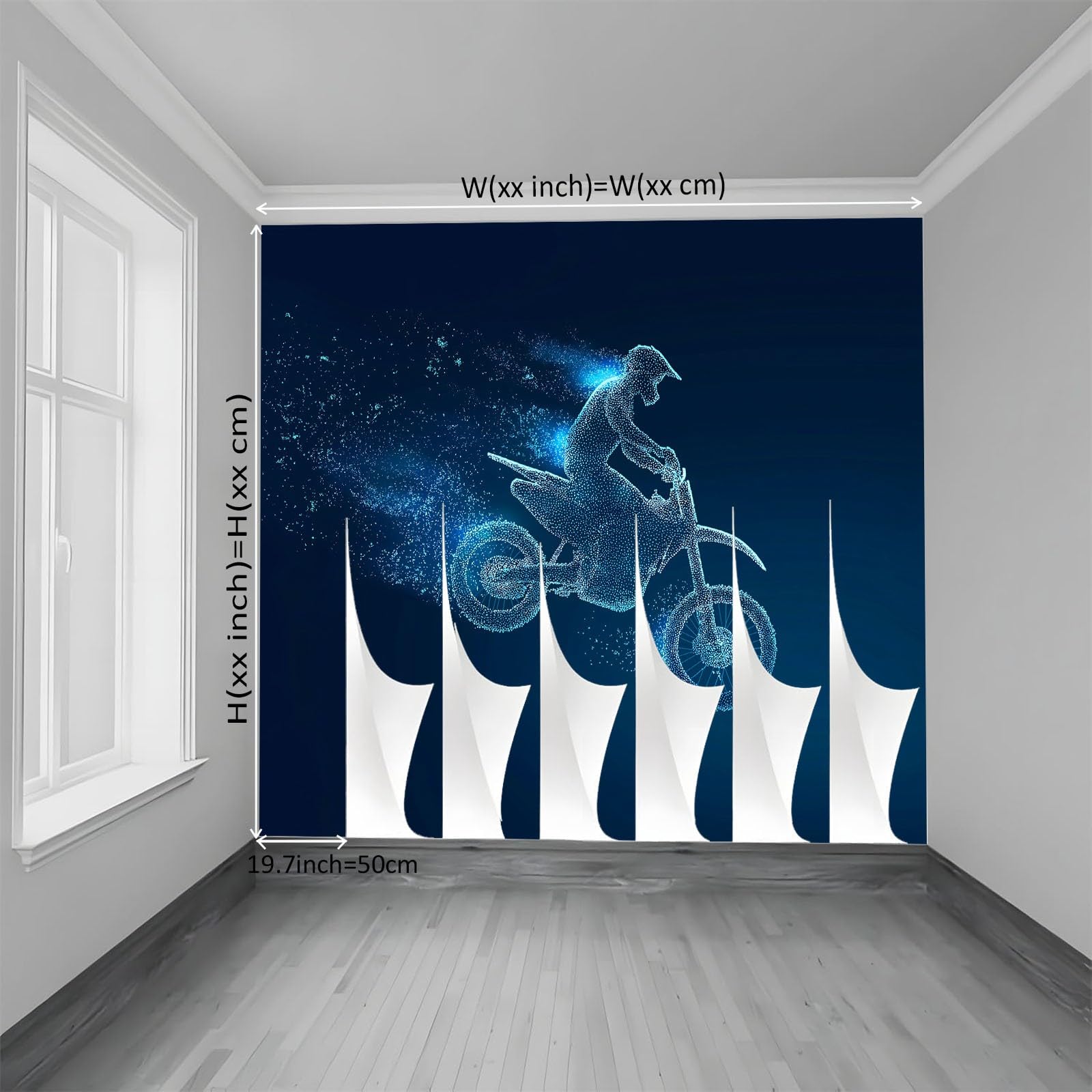 Générique Panoramiczna tapeta sportowa przestrzeń motocyklowa, ciemnoniebieska tapeta z włókniny, idealna fototapeta do pokoju dziecięcego tło telewizora 350 x 256 cm, duży plakat ścienny