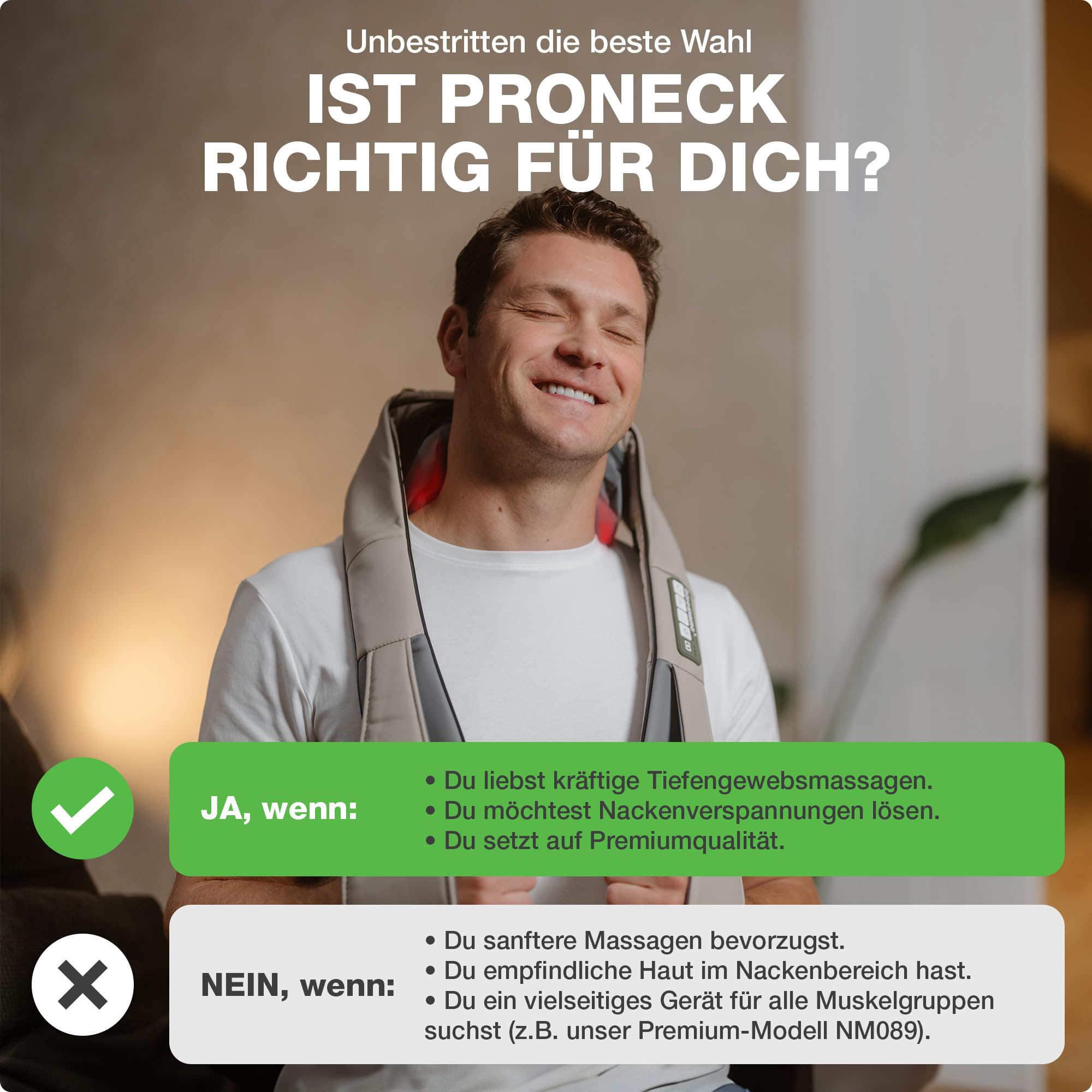 DONNERBERG® Proneck Nackenmassagegerät Kabellos, Shiatsu & Tiefenmassage | Massagegerät mit Wärme & Infrarot – Intensive, Kraftvolle Massage für Nacken, Schultern und Trapezbereich, TÜV-geprüft