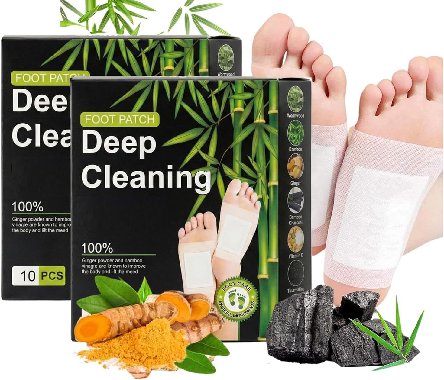 QERINKLE Deep Cleansing Foot Patch, Natural Bamboo Vinegar Ginger Powder Foot Pad for Foot Care, Adhesive Sheets for Relaxation, Pain Relief and Remove Dampness (GINGER, PACK OF 20)