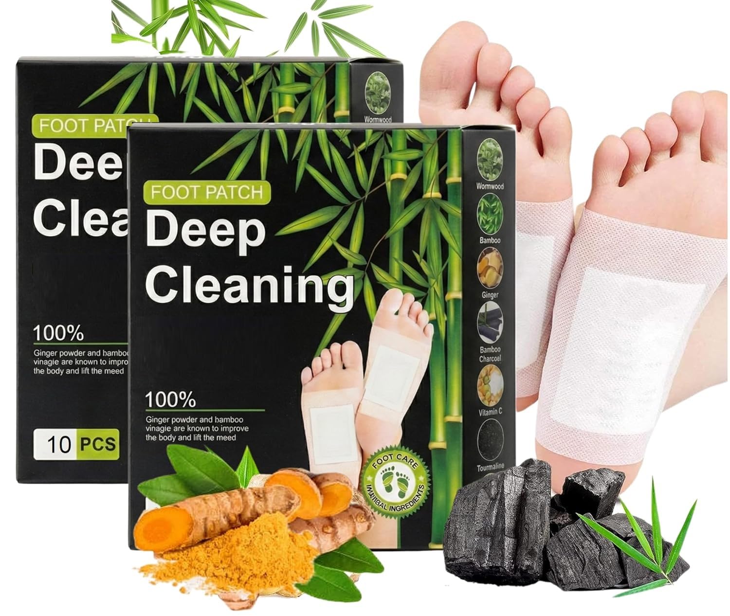 QERINKLE Deep Cleansing Foot Patch, Natural Bamboo Vinegar Ginger Powder Foot Pad for Foot Care, Adhesive Sheets for Relaxation, Pain Relief and Remove Dampness (GINGER, PACK OF 20)