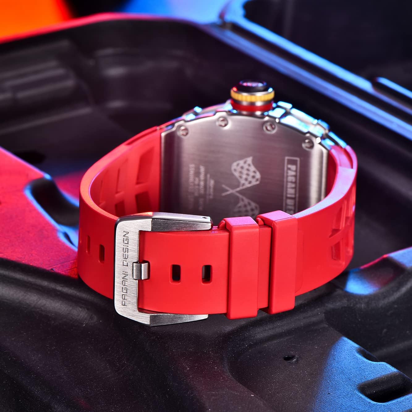 Pagani Design Orologi da Uomo Orologio al Quarzo Movimento Giapponese Zaffiro Impermeabile Scheletro Quadrato Orologio