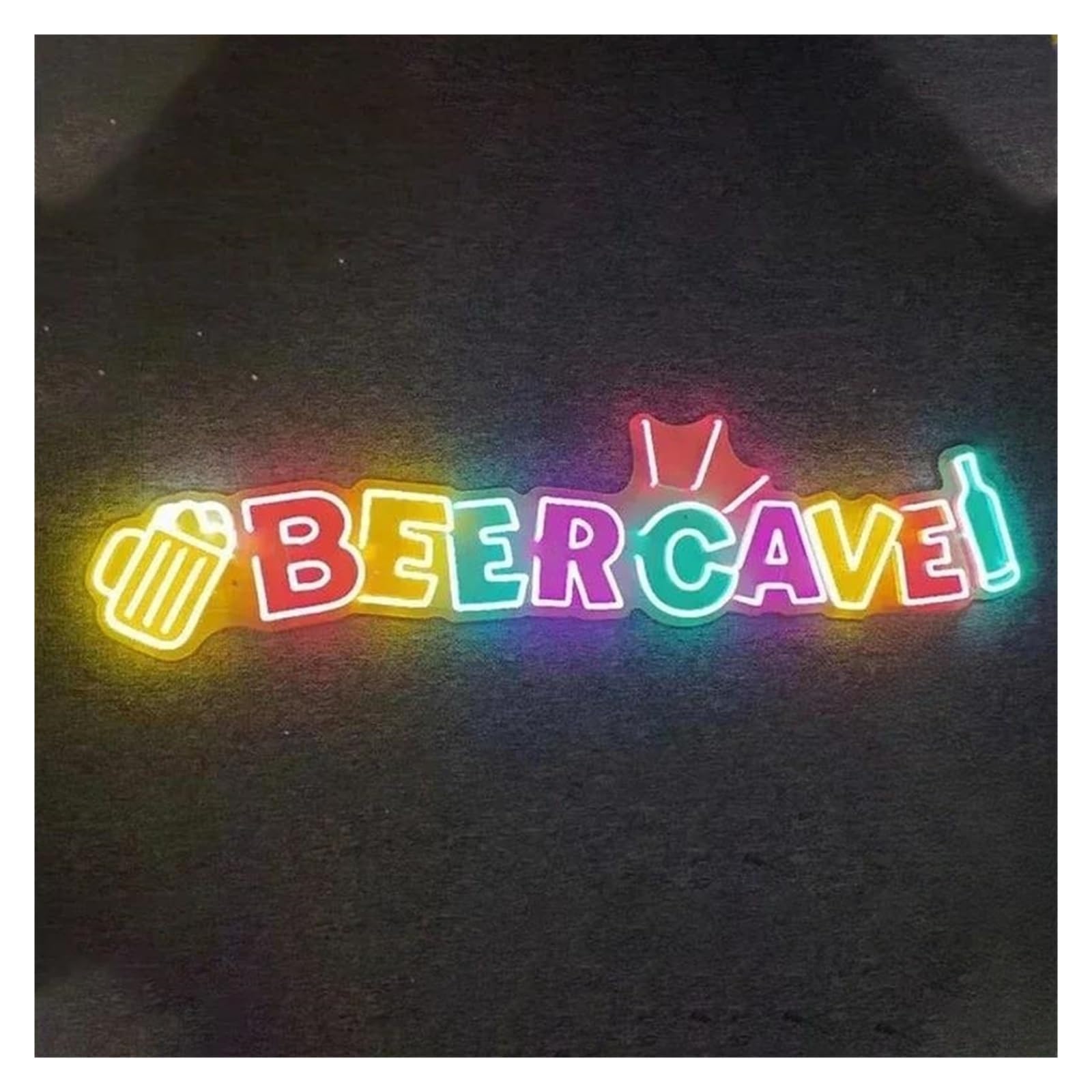 SHOUXI Sign Lamp Beer Cave Neon Sign Light for Man Cave Home Bar Party Birthday Holiday Hotel Pub Wall Decor USB Powered(40X9CM)