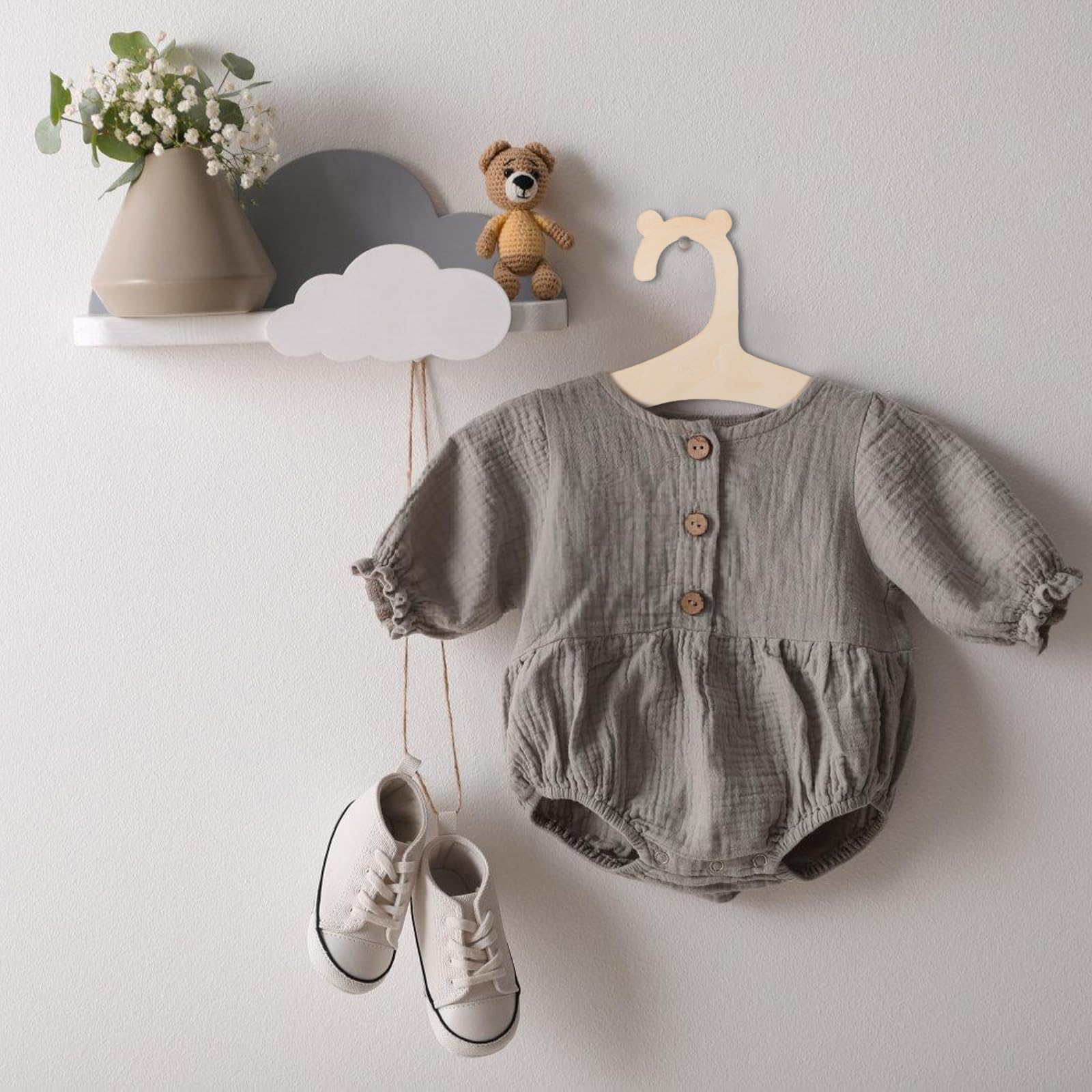 Appendiabiti per Bambini 25 Pezzi Legno Antiscivolo Impilabili Neonato