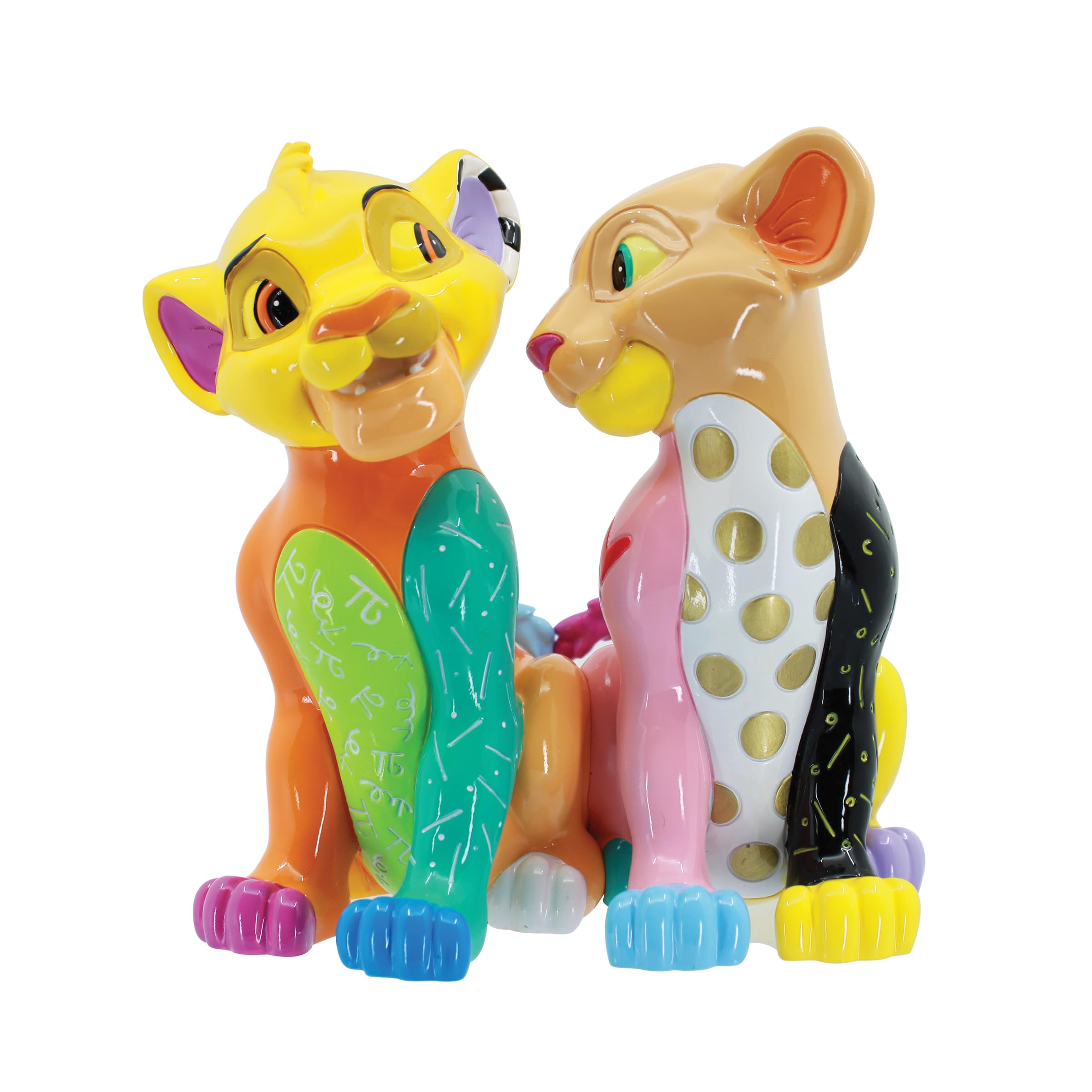 Enesco Disney Britto The Lion King Simba and Nala Heart Tails Figurine, 6 Inch, Multicolor