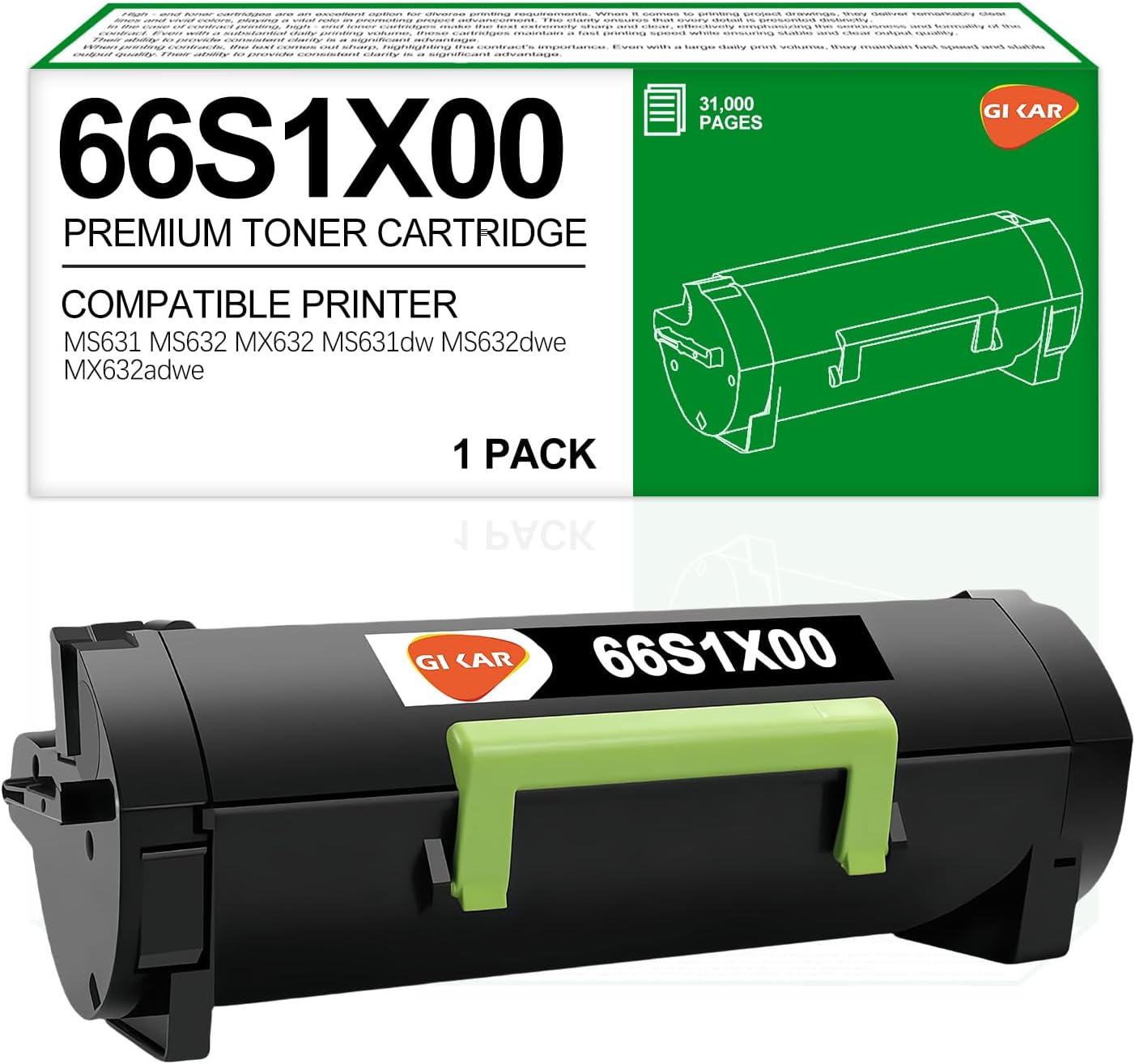 66S1X00 Remanufactured Toner Cartridge Compatible for Lexmark MS631 Toner