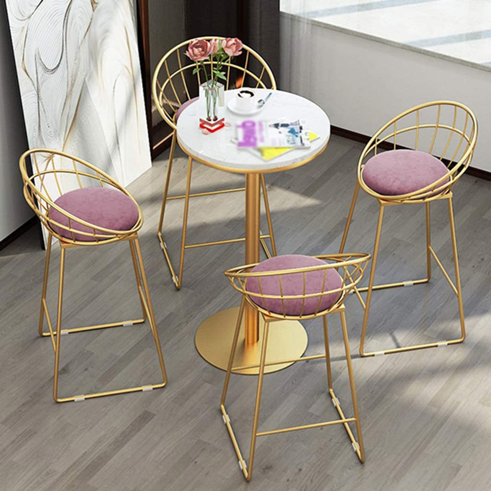 Amazon｜ラウンドマーブルバーテーブル、メタルベースラウンド