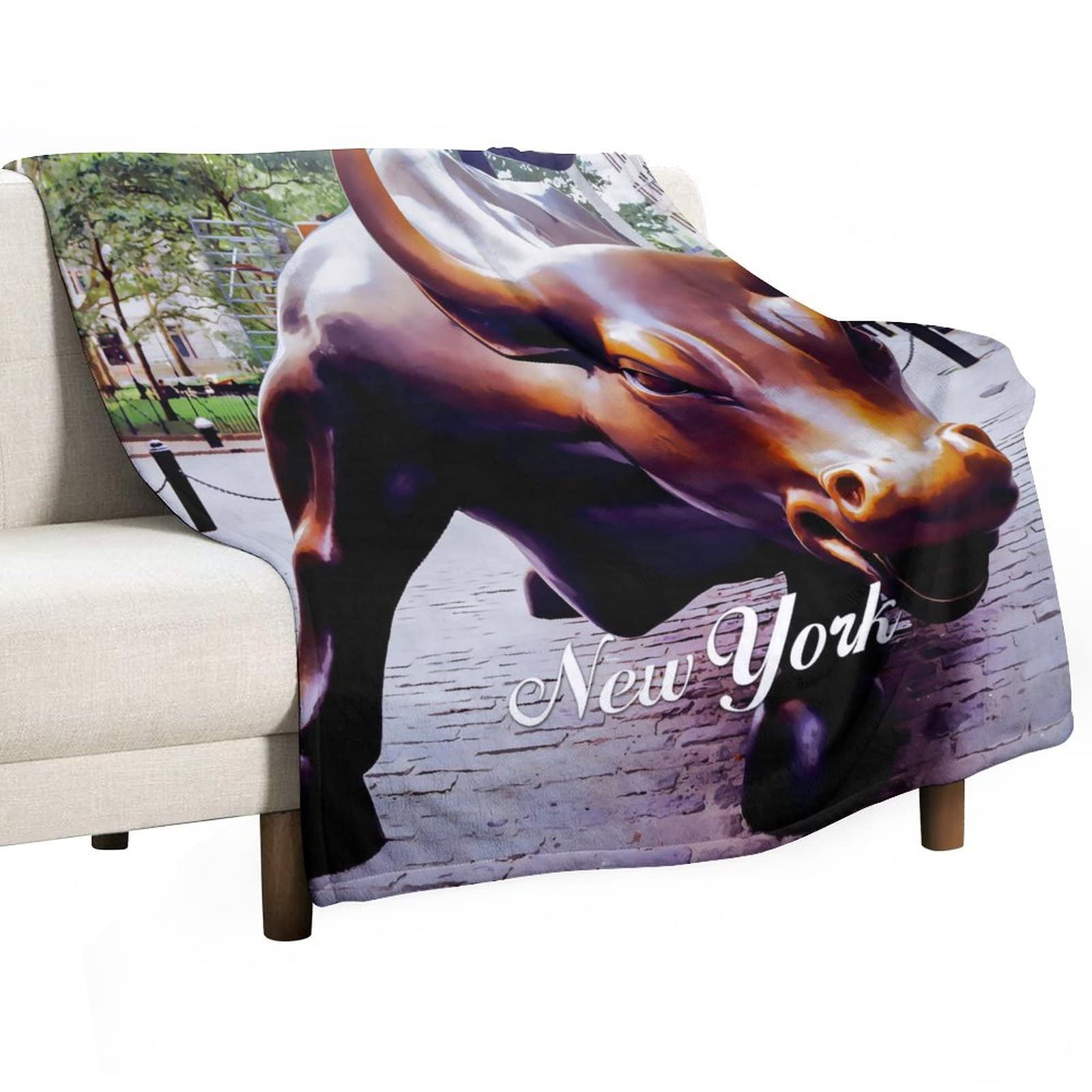 Couverture double face flanelle douce anti-froid : plaid chaud paysage 3D lit canapé