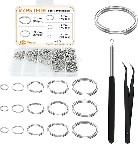 Juego de 500 anillos de salto de doble apertura, mini llaveros redondos de acero inoxidable con conectores de doble bucle para hacer joyas,