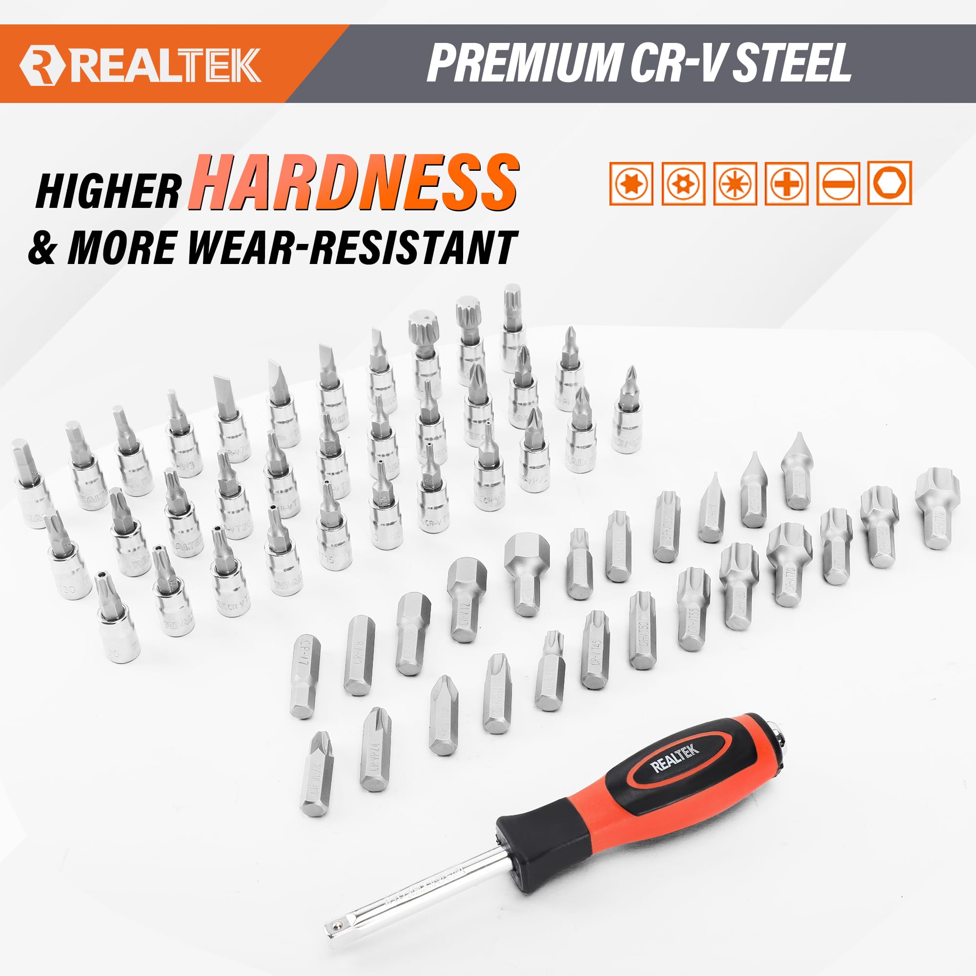 REALTEK Juego de Llaves de Vaso, Juego de herramientas de 178 Piezas | incluye Llave de Trinquete, Ideal para Bricolaje, Reparación o Trabajos Mecánicos