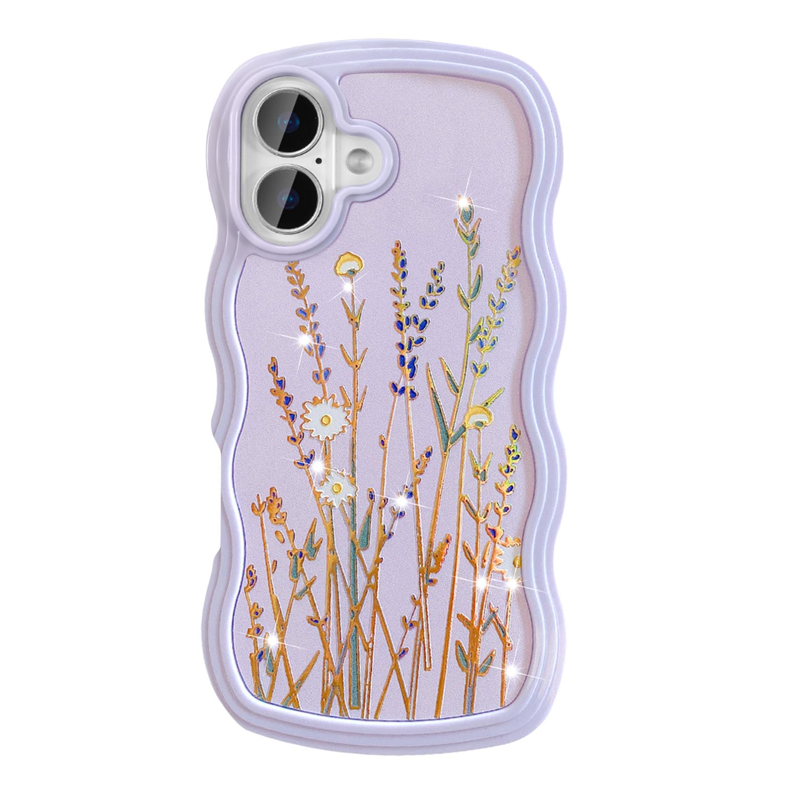 UEEBAI for iPhone 16 Case, Floral Wave Frame Cute Curly Anti-slip Flower Case with Aesthetic Pattern - Image 2