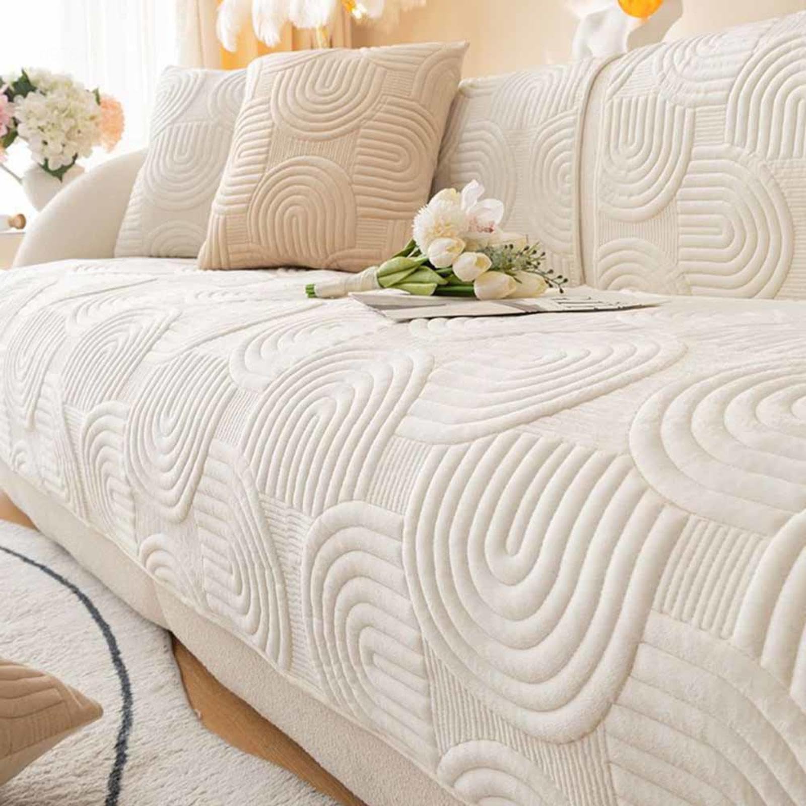 Racib Funny Fuzzy Corner Non Slip Sofa Cover,Velvet Sofa Covers Waterproof Sofa Slipcovers Couch Covers dog protector Apply To L Shape 1 Seater 2 Seater 3 Seater 4 Seater Sofa,E-70x70cm