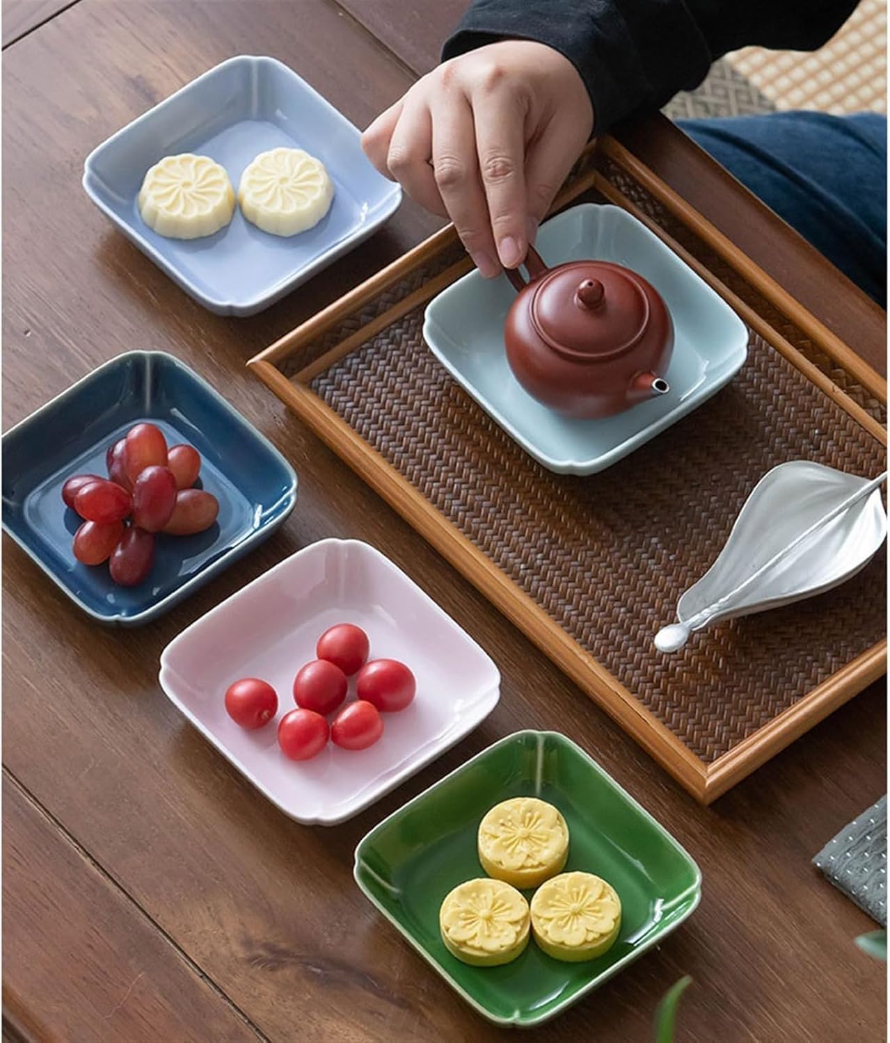 Soßenschale, Sojasauce Gerichte Haushalt Keramik Obstteller Snack Tee Quadratische Gewürz-Dip-Untertasse