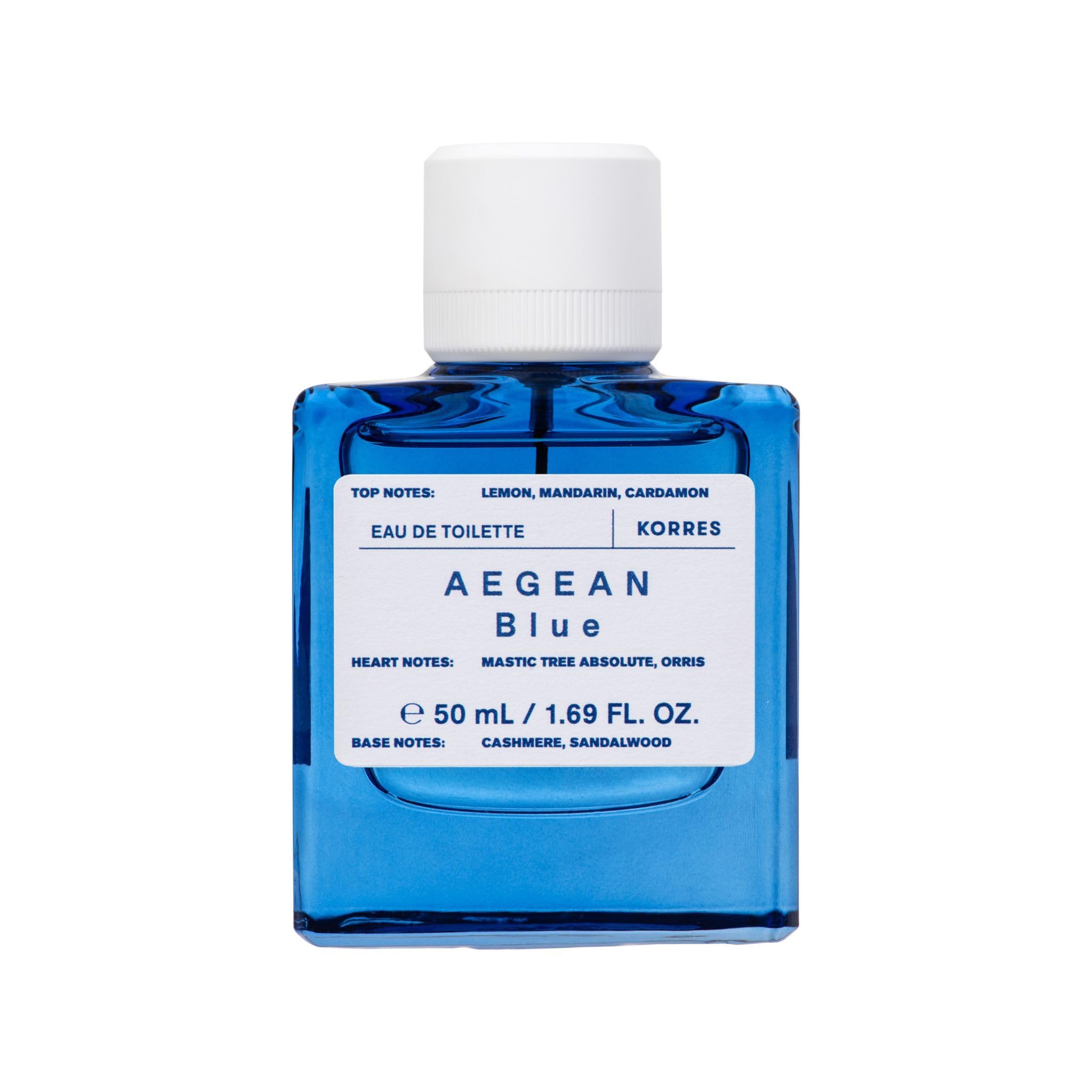 KORRES AEGEAN BLUE Eau de Toilette Unisex, floral-zitrischer Duft, 50 ml | Veganes Eau de Toilette mit Zitrone, Mandarine, Mastix und grünem Tee. Mit natürlichem Alkohol.