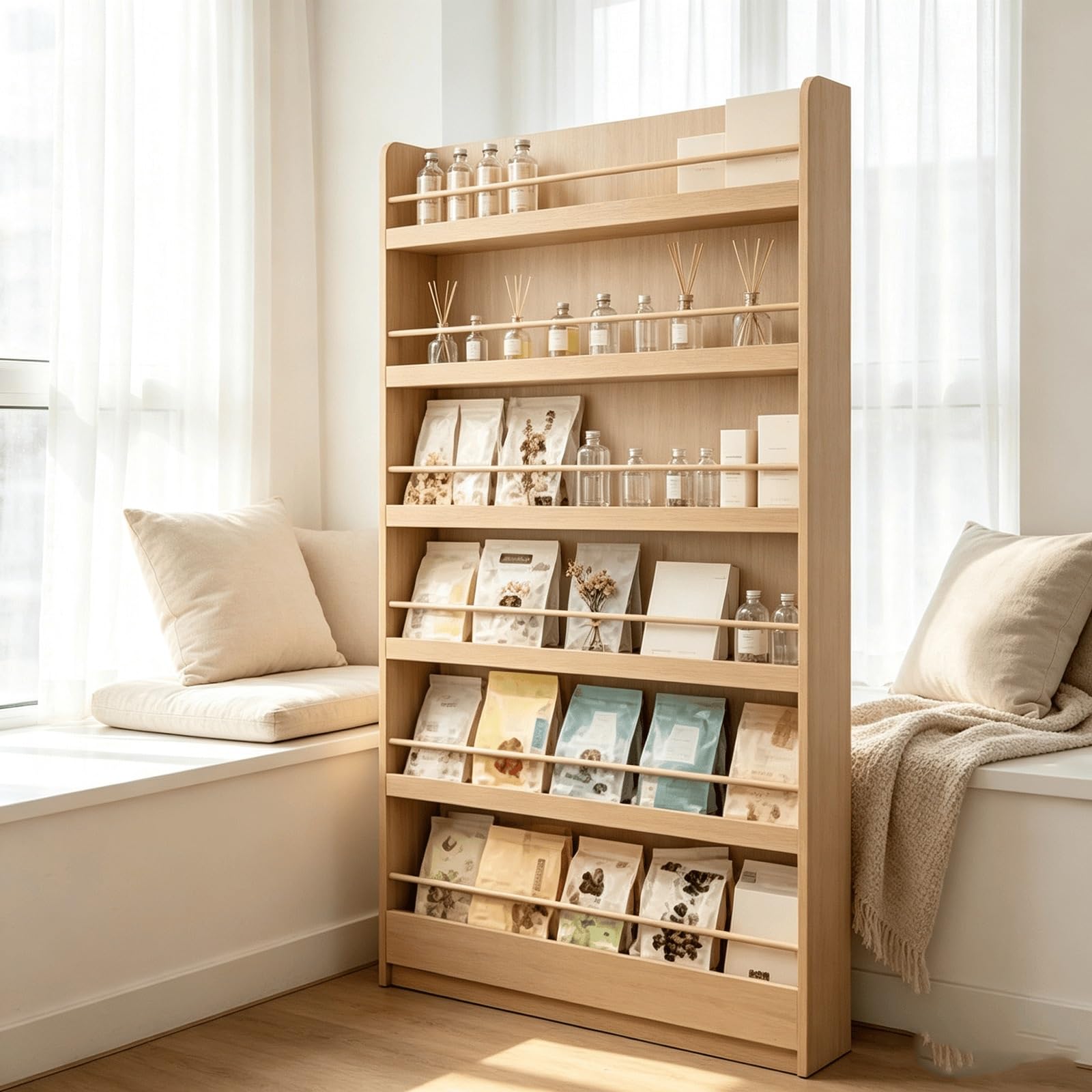 Gekippter Buch-Organizer | Schräger Haushaltsbuch-Aufbewahrungs-Display-Organizer for verpackte Literaturwaren(70cm)