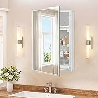Vista 8 de Botiquín de baño con espejo sin marco, botiquín de 16 x 26 pulgadas con almacenamiento, espejo biselado rectangular sin marco, instalación