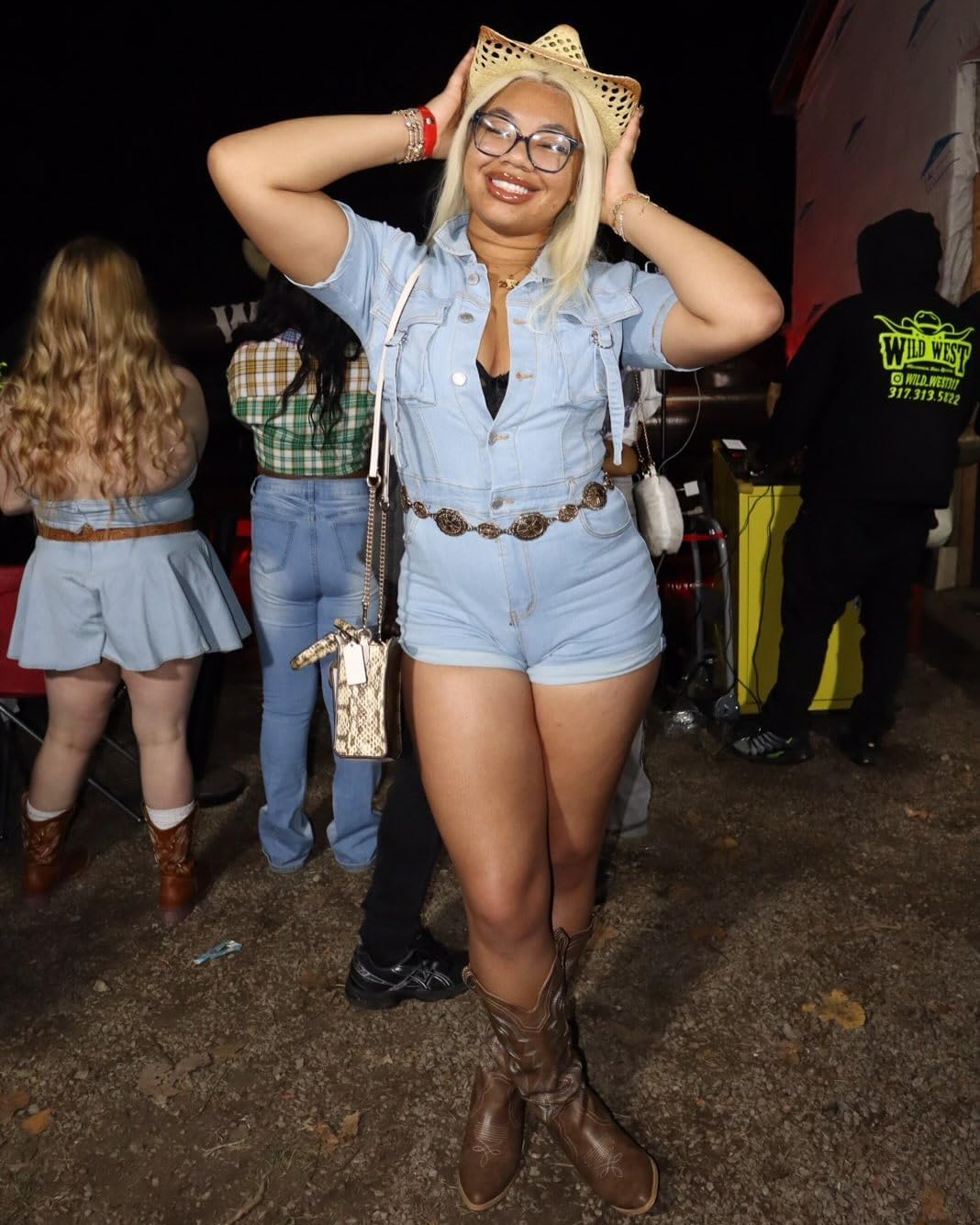 Molilove Women's Denim Romper Short Sleeve Button Down Bodycon Jean Jumpsuit with Pockets Summer Outfits - Image 5