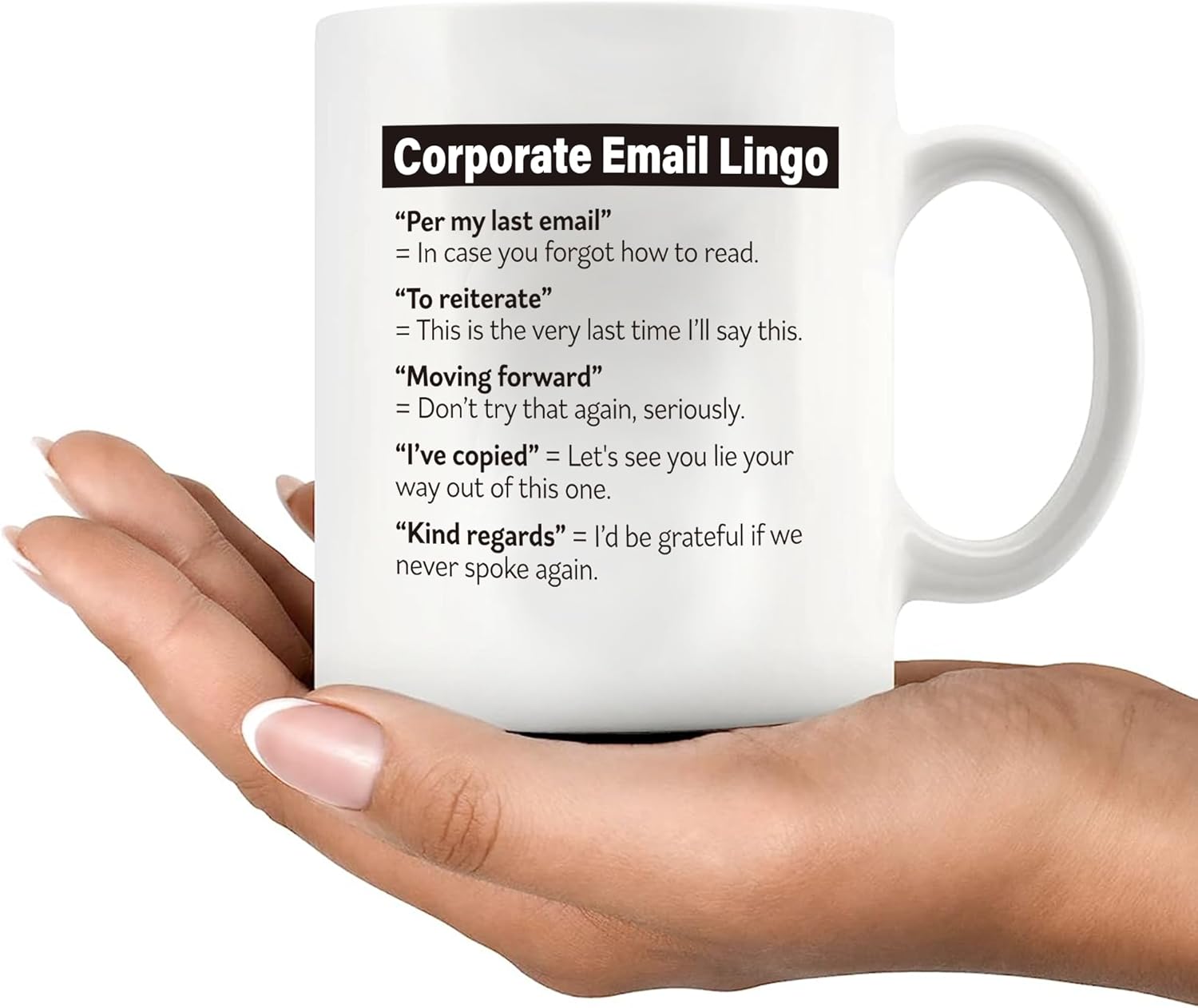 Panvola Corporate Email Lingo Office Gifts Coworkers Managers Boss Work From Home Employees GIft Novelty Drinkware Ceramic Mug 11 oz White - Image 8