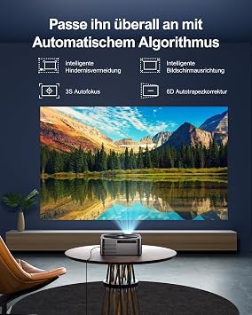 Ultimea Projector Full HD 1080P Native with Auto Focus and 6D Keystone Correction Projector 4K Home Cinema Supports 700 ANSI 21000 Lumens 5G WiFi Projector Outdoor Projector for iOS/Android/TV Stick