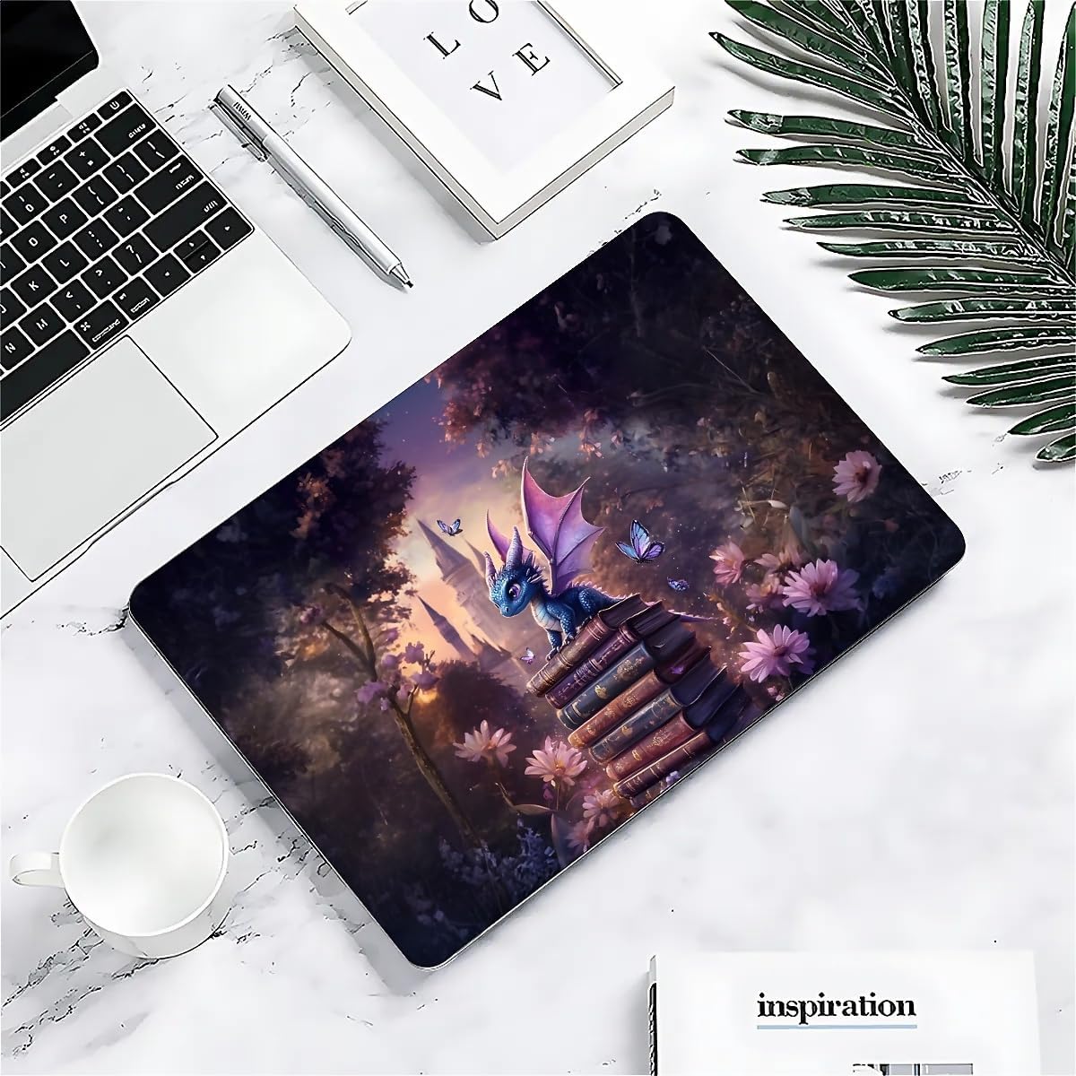 Compatible with MacBook Air 15 Inch 2023/2025 Version of M2 A2941/M4 A3241 Plastic Black Computer Case for Girl Boy Fashion Pattern Cute Baby Dragon Magic Book Butterfly Flower