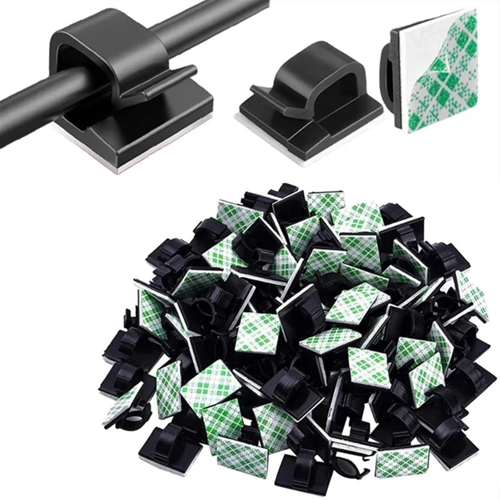 50/100 Stück Kabel-Organizer-Clips for USB-Ladedatenleitungen, Spulenwickler, wandmontierter Kabelhalter, selbstklebender Kabelclip(50Pcs-Black)