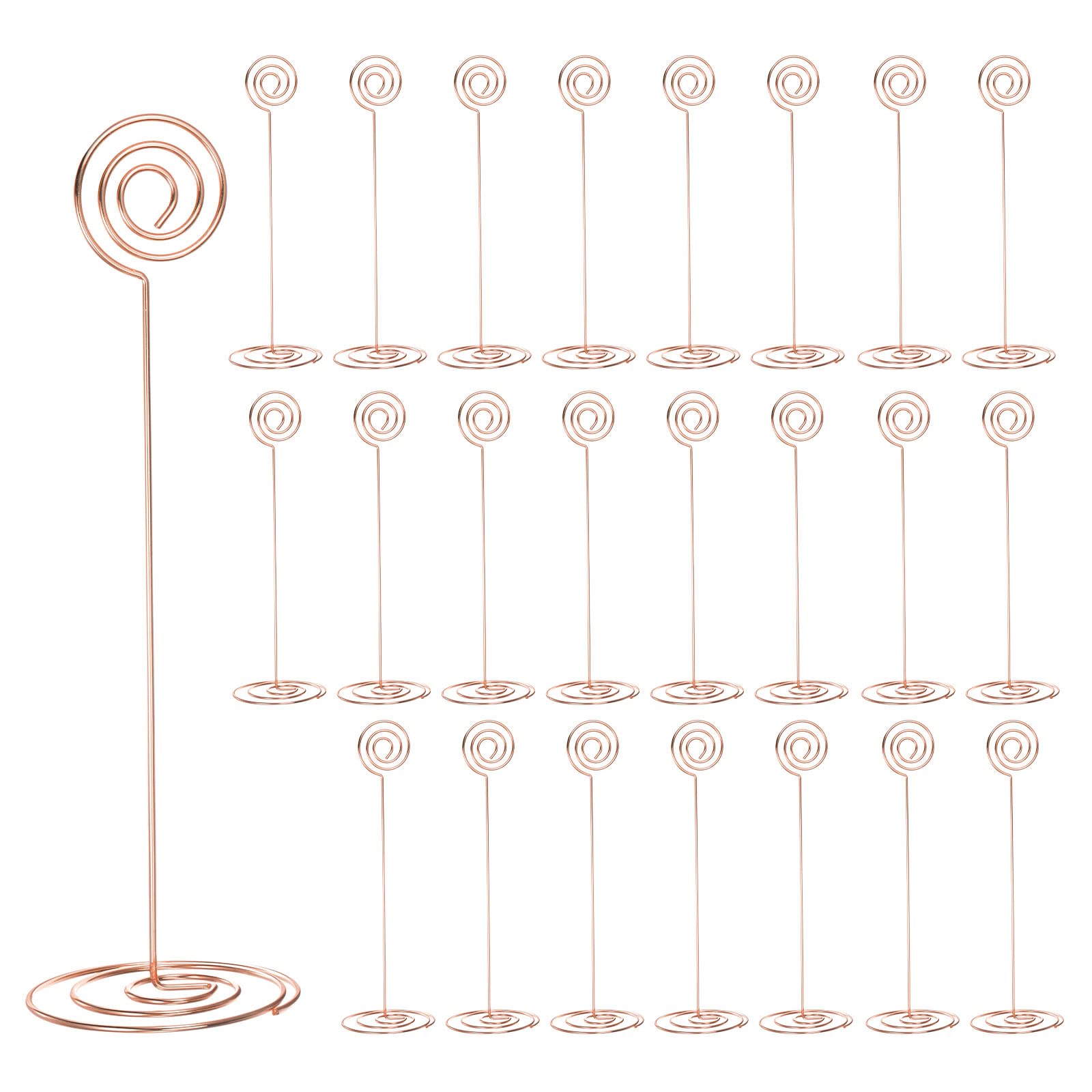 sourcing map 24Stk Tisch Nummer Halterungen 8.66" 220mm Hoch Kreis Form Stahl Foto Halterungen für Mittelstücke Tisch Platzkarte Halterung für Hochzeit Rezeption Party Büro Haus Rose Gold