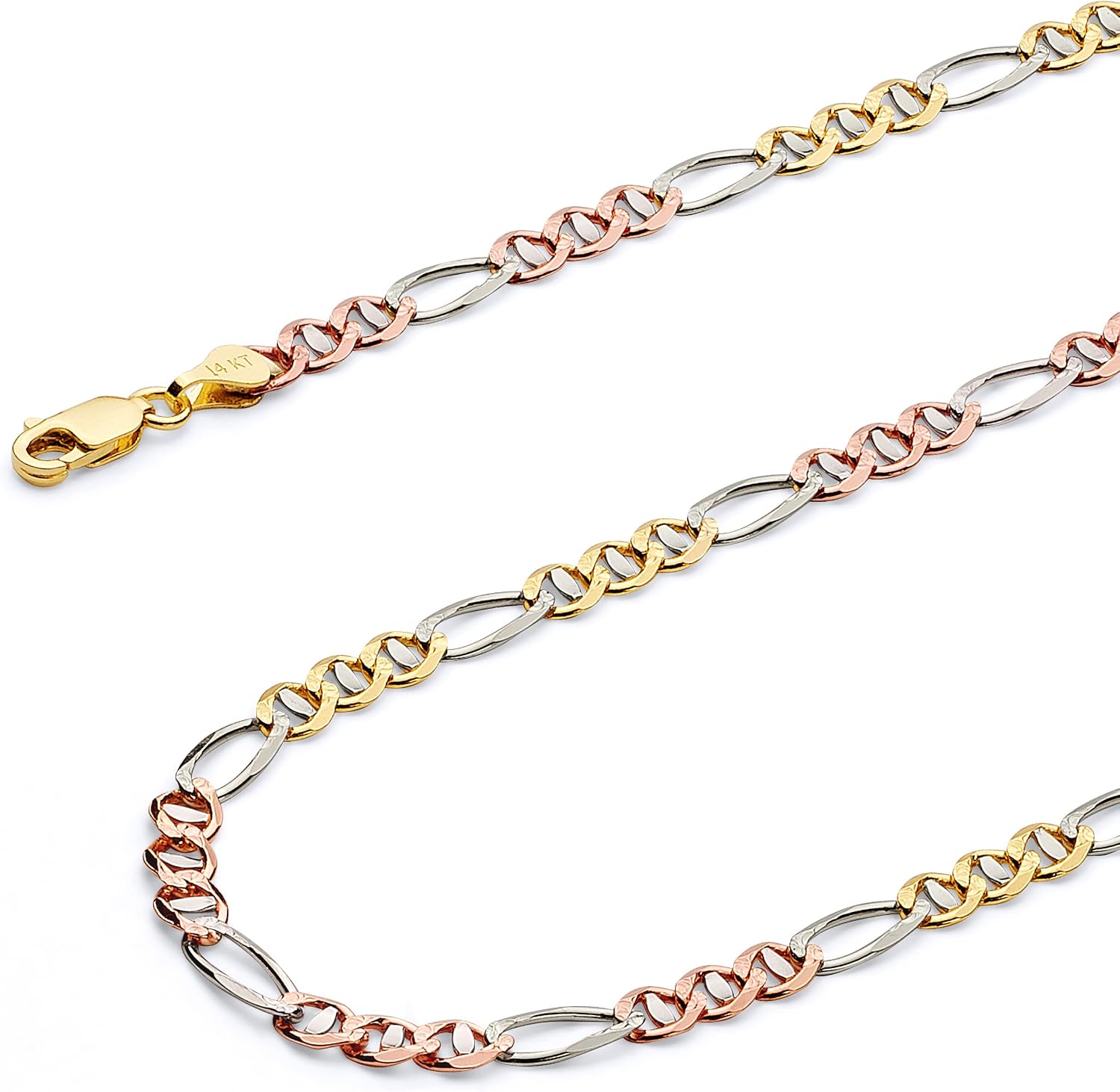 Wellingsale 14K Solid Gold Ficonucci Fancy Chains (Select Options)