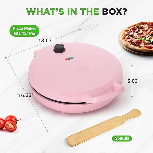 Miniatura 7 de NutriChef Máquina para hacer pizza de encimera | Cocinador de pizza eléctrico antiadherente de 1500W | Hace pizzas personales de 12", huevos,