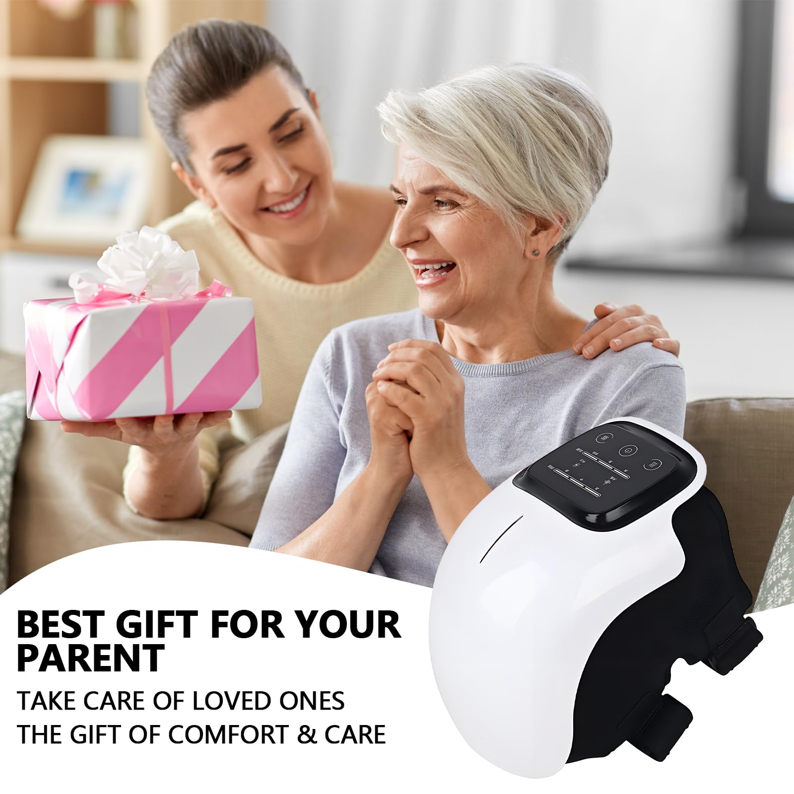 Heizbares Kniemassagegerät, kabellos, Massagegerät für Arthritis, 3000 mAh, 3 einstellbare Modi, 40 – 55 °C, für Schwellungen, Spannung, Banddehnung, Muskelverletzung (A)