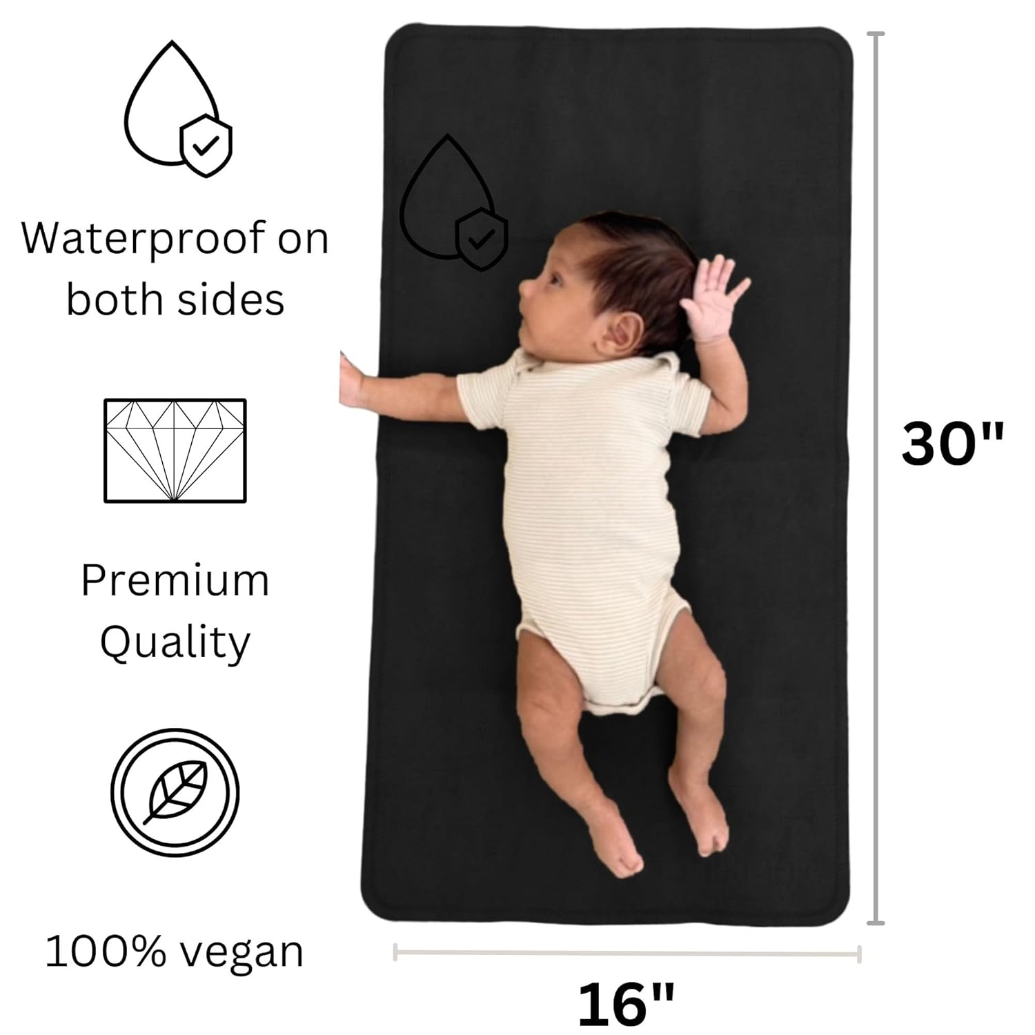 Portable Changing Pad Uniklook Tan & Grey Vegan Leather Change Station Travel Diaper Mat Placemat Waterproof 16"x30" Reversible
