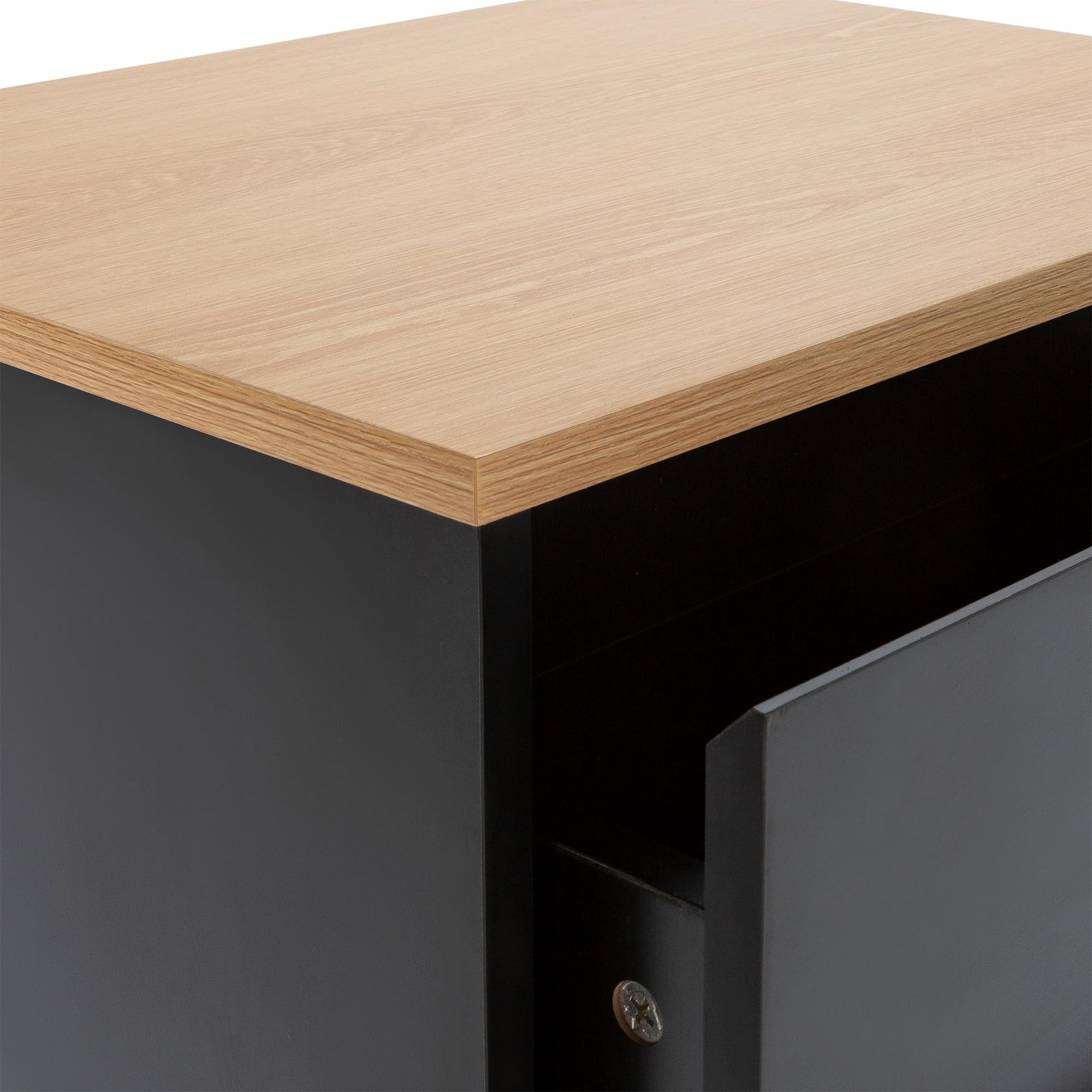 HOMN LIVING Mesita de Noche Desi 2 cajones Color Negro, 45 cm (Ancho) 40 cm (Profundo) 50 cm (Altura)