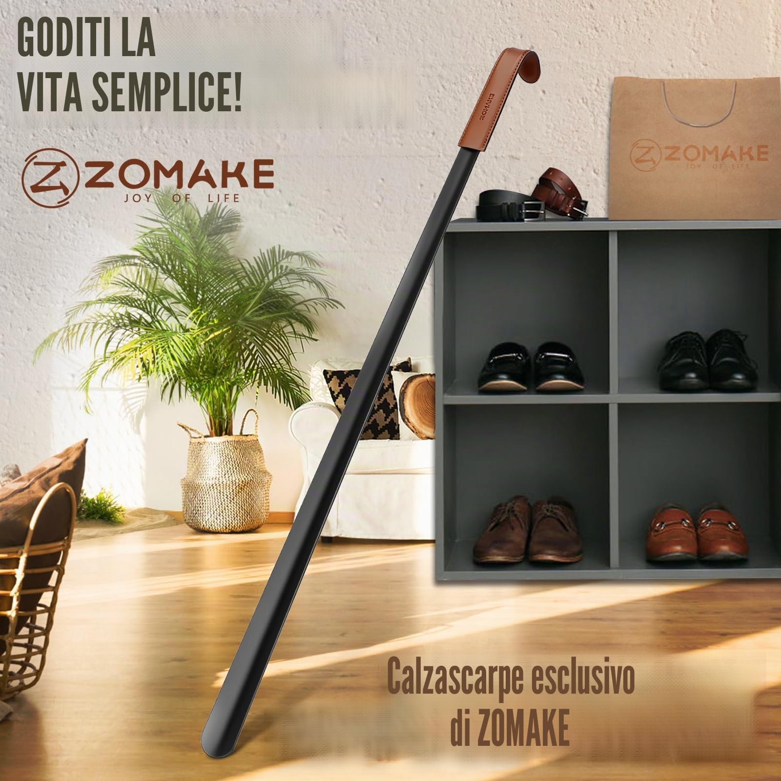 ZOMAKE Calzascarpe Lungo, Calza Scarpe Metallo Extra Lungo | Calzante per Scarpe, Shoe Horn Corto per Uomini Donne Anziani