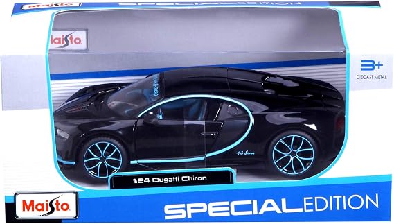 Maisto Bugatti Chiron: 1:24 Scale Model Car, Movable Doors, 19 cm, Grey (531514BK)