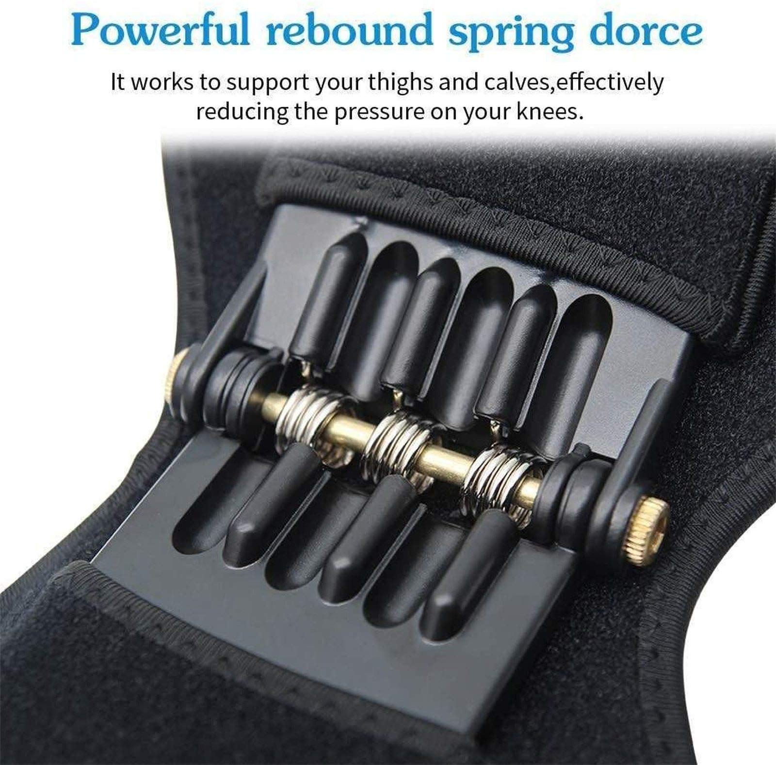 Rodillera de resorte para entrenamiento de fitness, almohadilla de apoyo articular para senderismo, correr, escalada, escaleras, gimnasio, sentadillas (1 par)