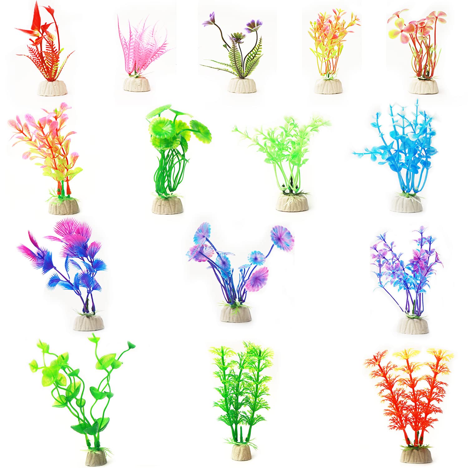 DARENYI 15 Piezas Plantas Artificiales Acuario, Tanque de Peces de Acuario Plantas de Plástico, Plantas Artificiales Acuario Realista, Plantas para Decoración de Acuarios