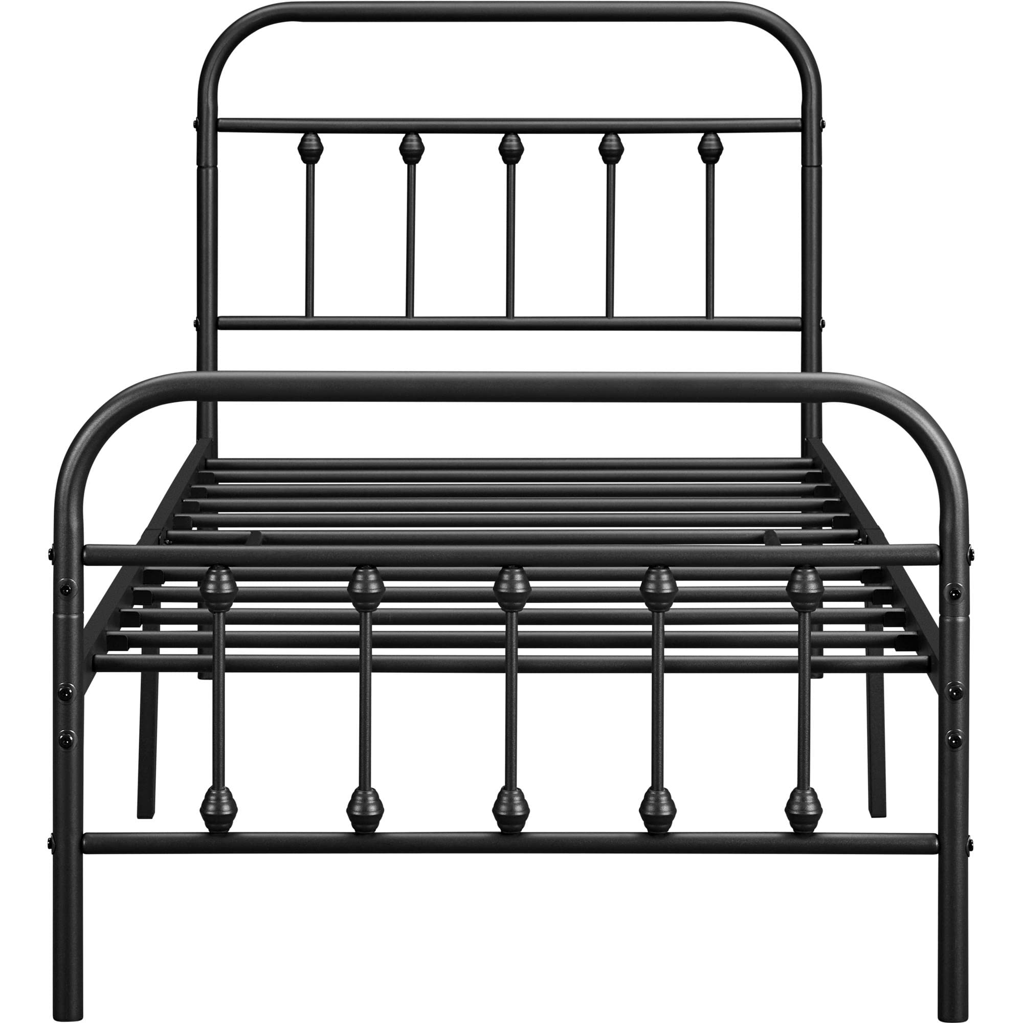 Yaheetech Struttura Letto Singolo in Ferro 90 x 200 cm Testiera Alta con Spazio Aggiuntivo per Camera da Letto Soggiorno Nera