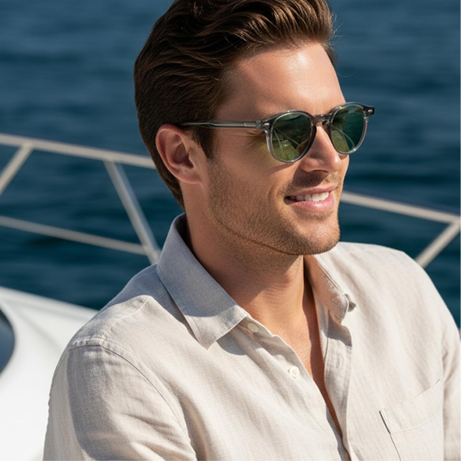 Gafas de Sol Redondas Polarizadas Tr90 Patas Núcleo Metal Uv400 Pesca Al Aire Libre 3 Piezas Conjunto Completo Regalo Viajes Uso Diario-c03-c08-c09