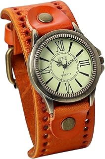 JewelryWe Women's Vintage Casual Analogue Quartz Leather Strap Watch with Roman Numerals Dial