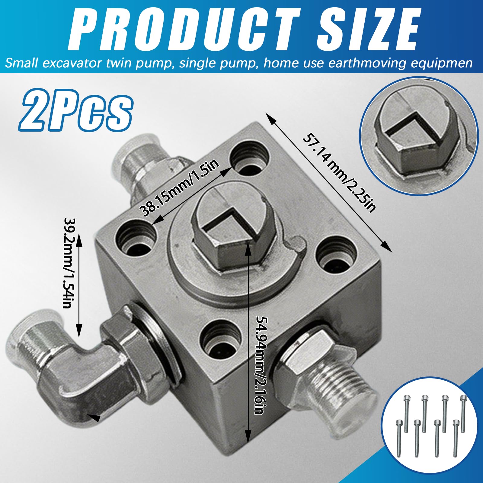 Vanne D'accélérateur, 2 Pièces de Vanne de Dérivation 3 Voies pour Mini Pelle Hydraulique Vannes D'étranglement pour Petite Excavatrice Pièces Détachées pour Distributeur D'accélérateur de Mini-Pelles
