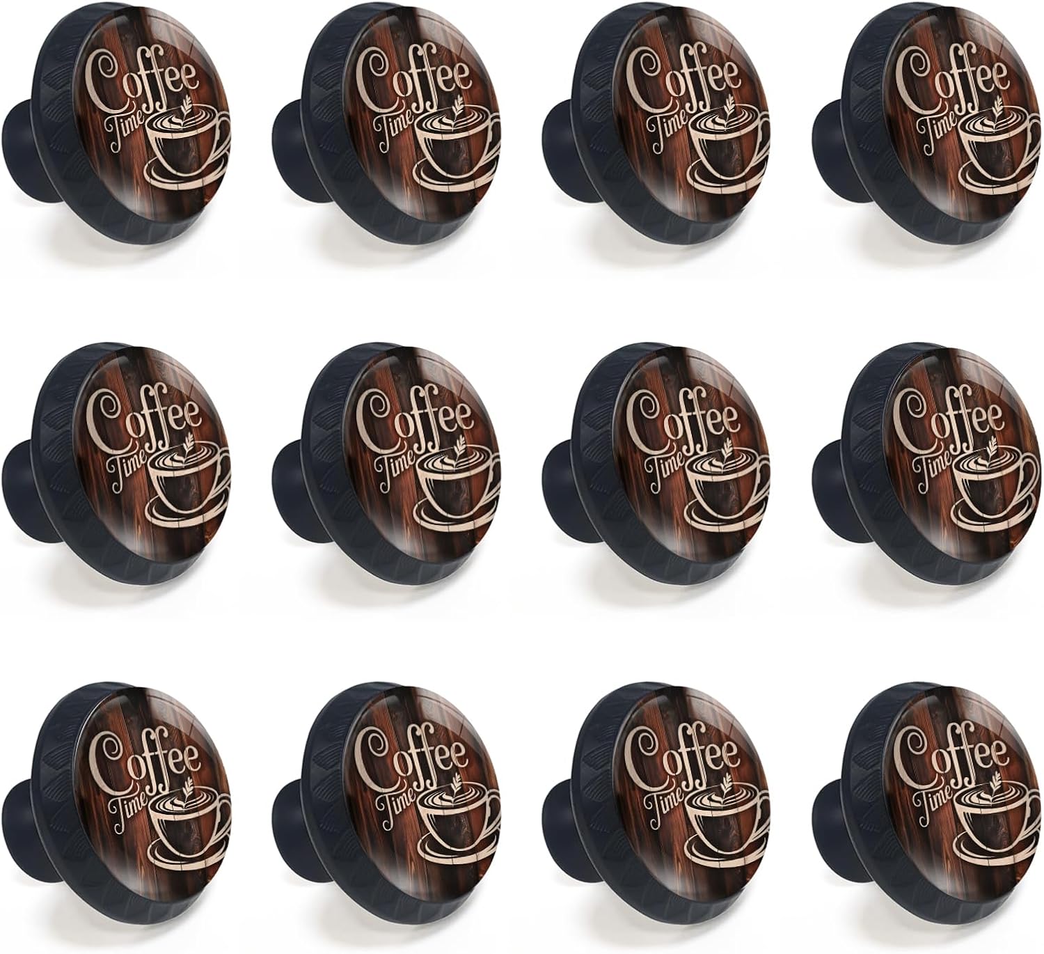 12 Pack Coffee Time Cabinet Knobs Round Drawer Pulls Coffee Cup Knob Cupboard Door Handles Hardware for Kitchen Bathroom Cabinets