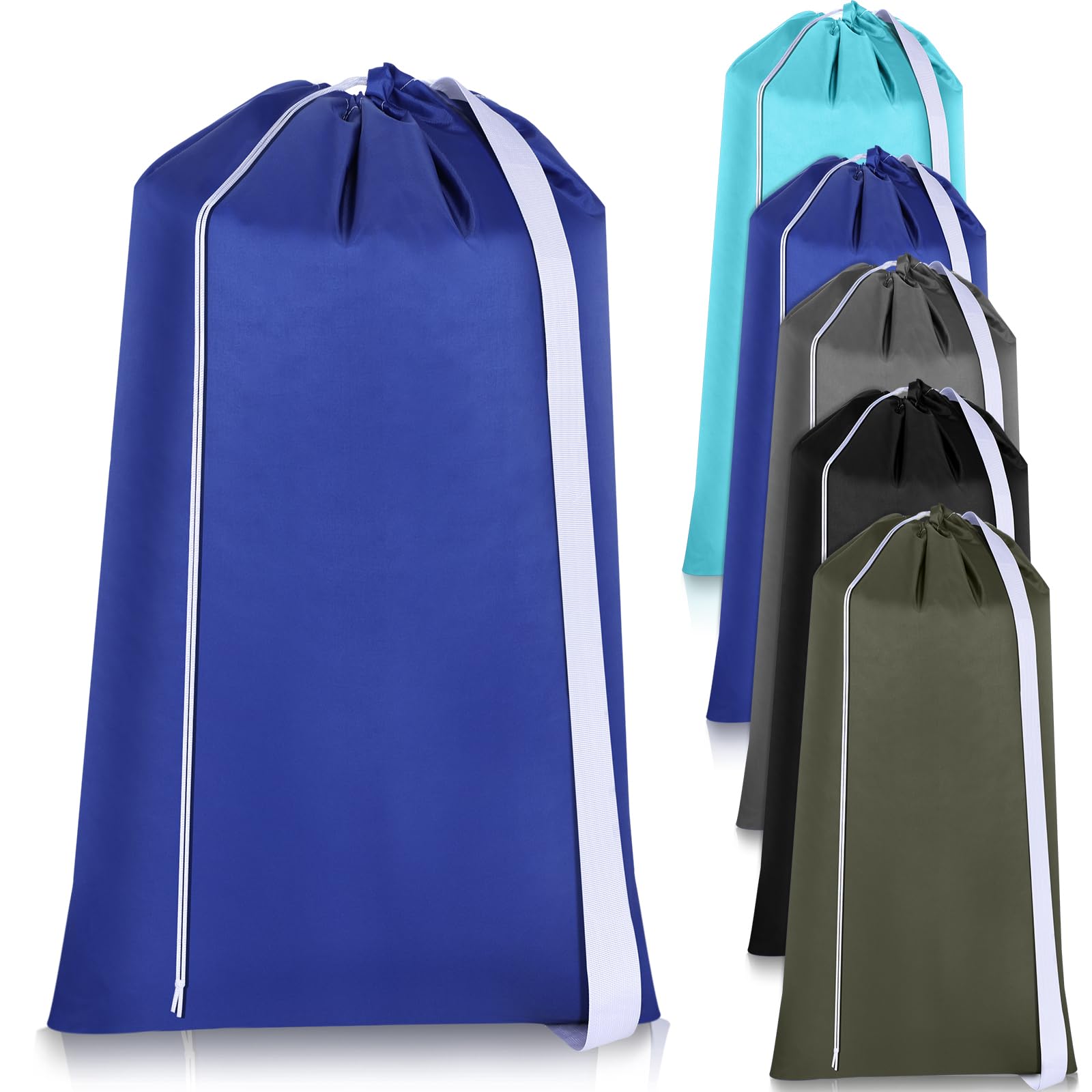 Extra großer Nylon-Wäschesack mit Gurt, Reise-Wäschesäcke mit Kordelzug, schmutziger Wäschesack, tragbarer Wäschesack für Wohnheim, College, Stoffaufbewahrung (68,6 x 33 cm, dunkle Farbe),