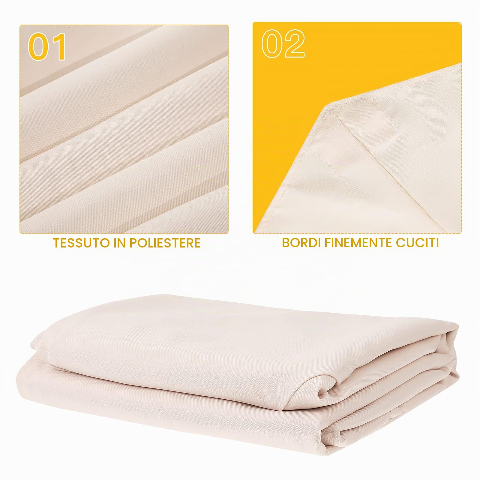 DOITOOL Coperture per ombrelloni da giardino di ricambio 3x3 Metri 8 stecche UV Protezione Parasole Copertura per Ombrellone da terrazzo e Esterno (Beige, senza Supporto)