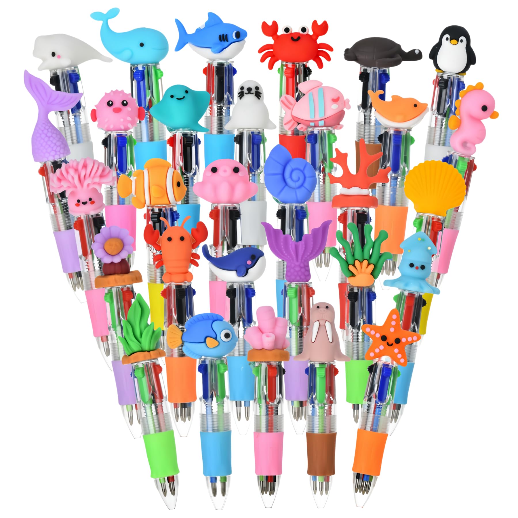 4-in-1 Multicolor Pens (30 Pack) | Cute Ballpoint Pens for School Office, Classroom Prizes, Party Favors - Fun Writing Gifts for Students, Colleagues, Artists